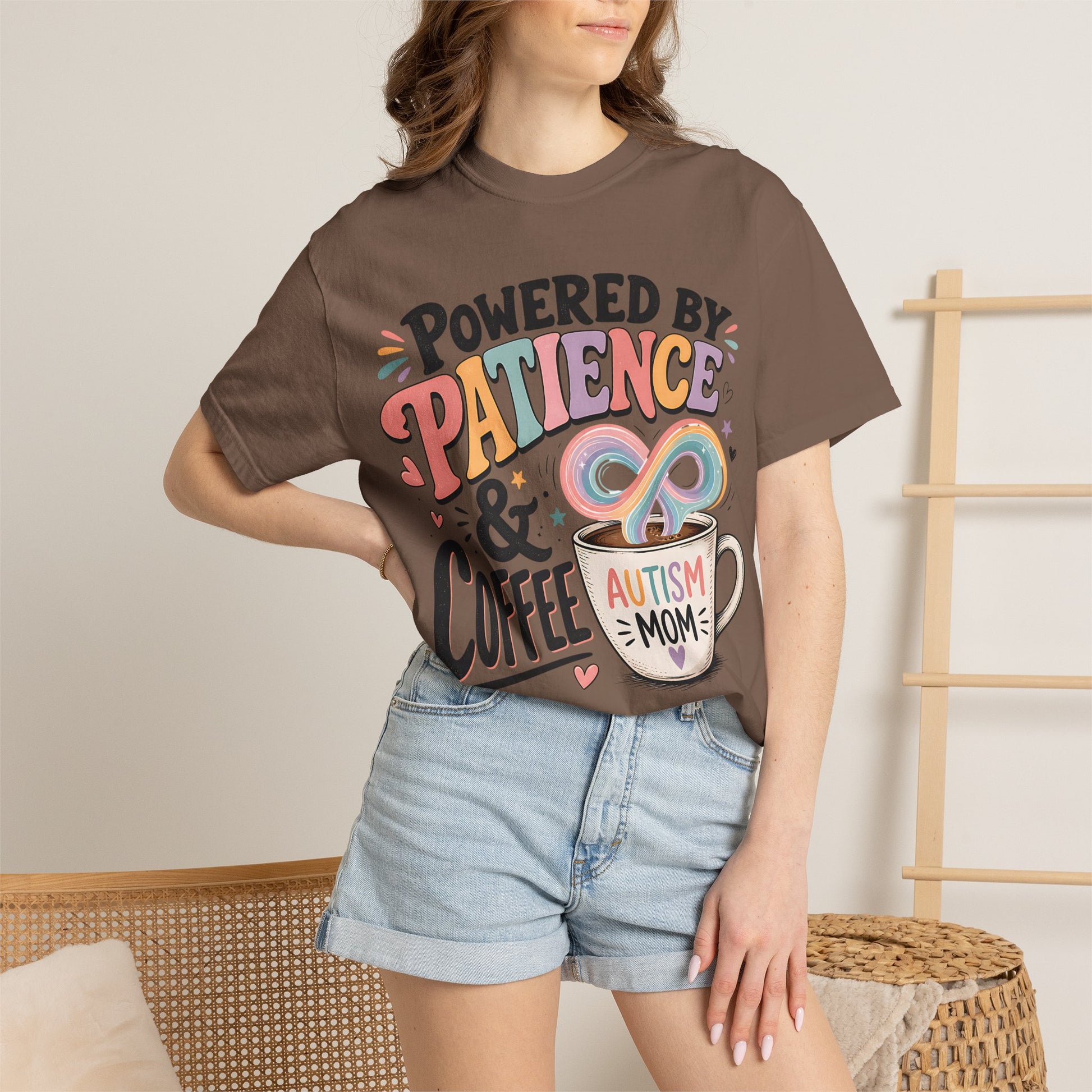 Autism Mom T-Shirt — "Powered by Patience &amp; Coffee" Graphic Tee image 15