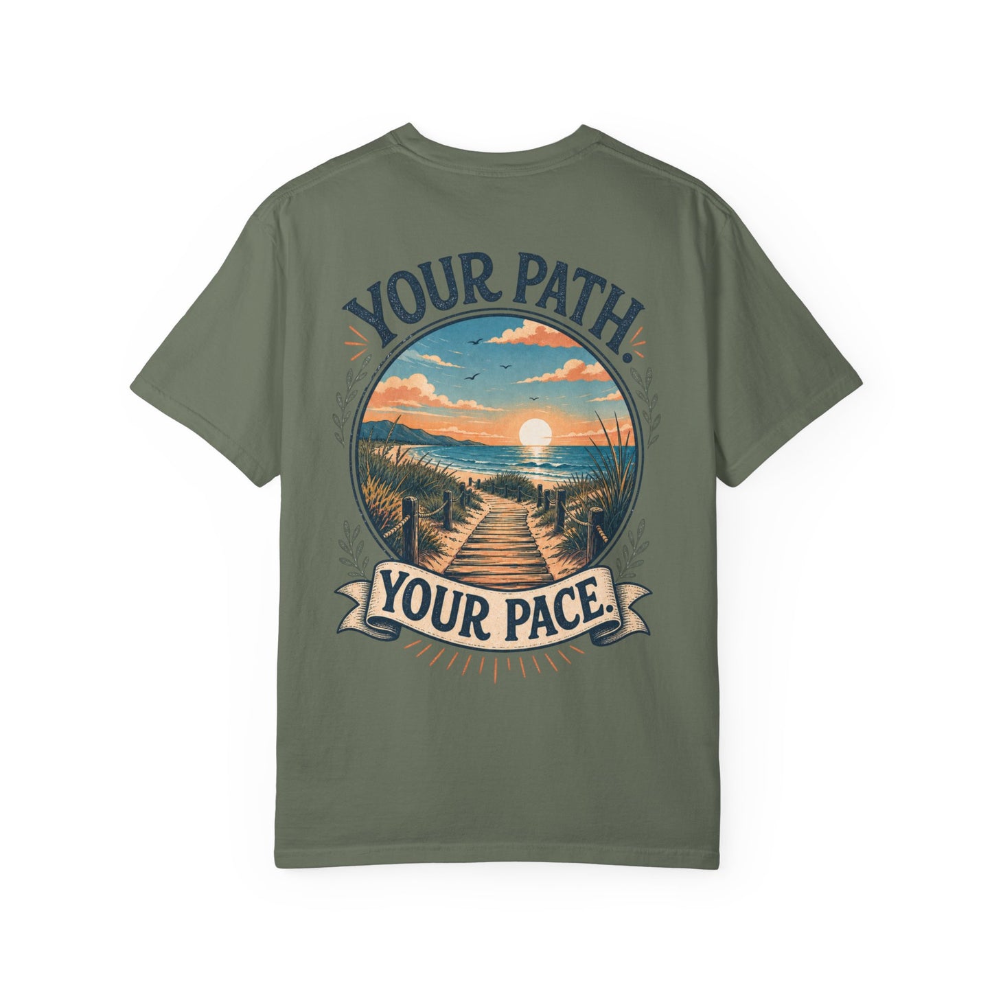 Your Path, Your Pace T-Shirt — Scenic Beach Sunset Graphic Tee