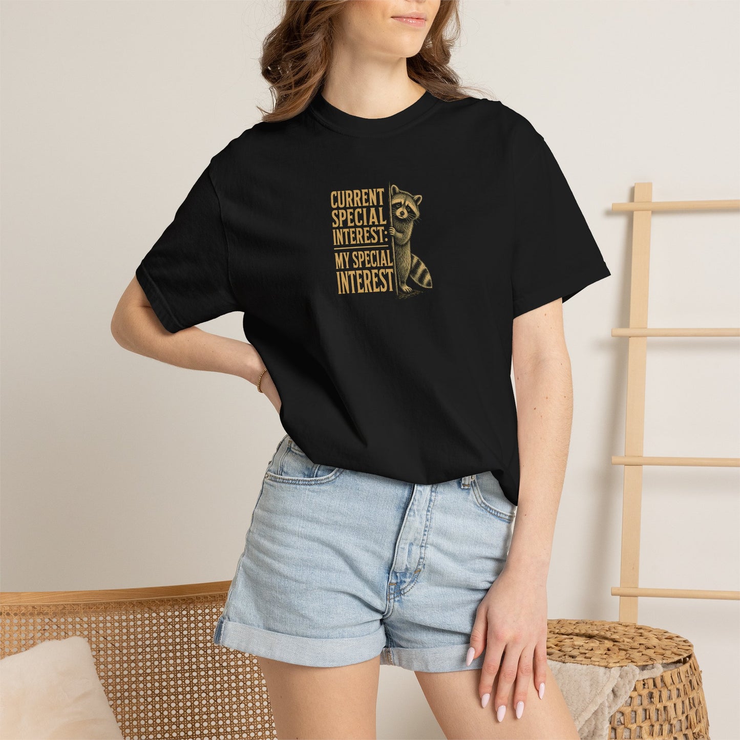 "Current Special Interest: My Special Interest" Raccoon Graphic Tee