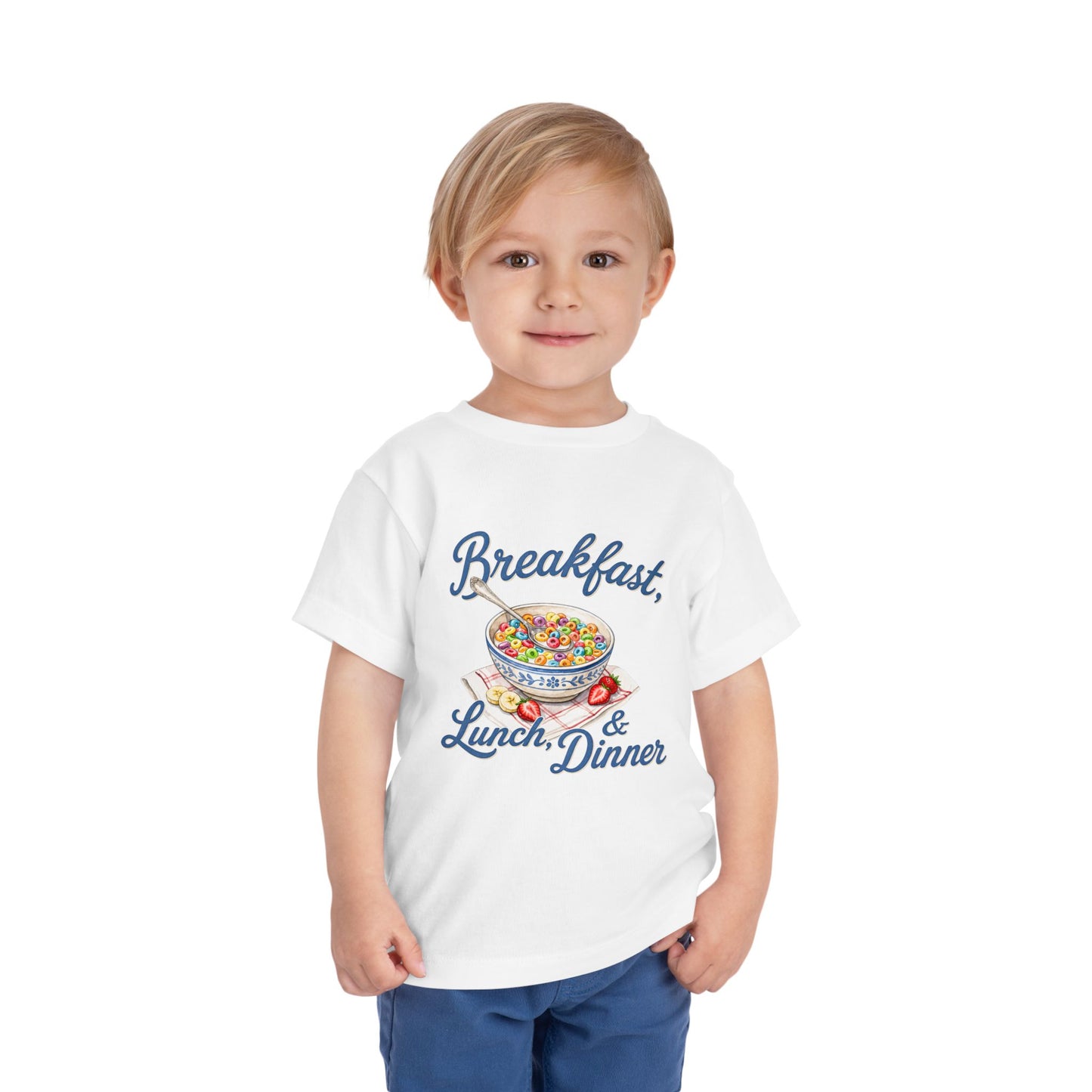 Toddler Tee — “Breakfast, Lunch & Dinner” Cereal Bowl Kids Shirt