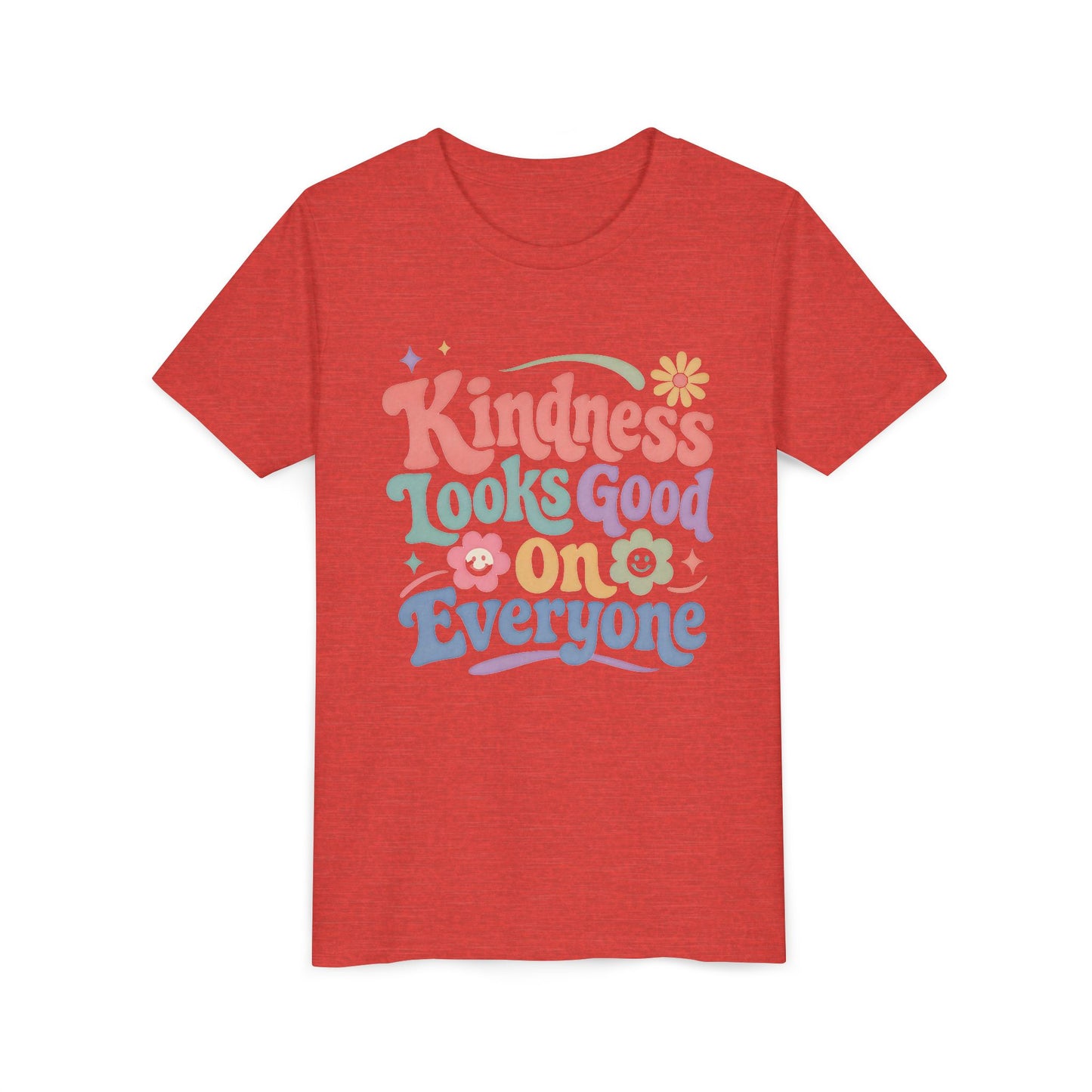 Youth Tee — "Kindness Looks Good On Everyone" Retro Floral Kids T-Shirt