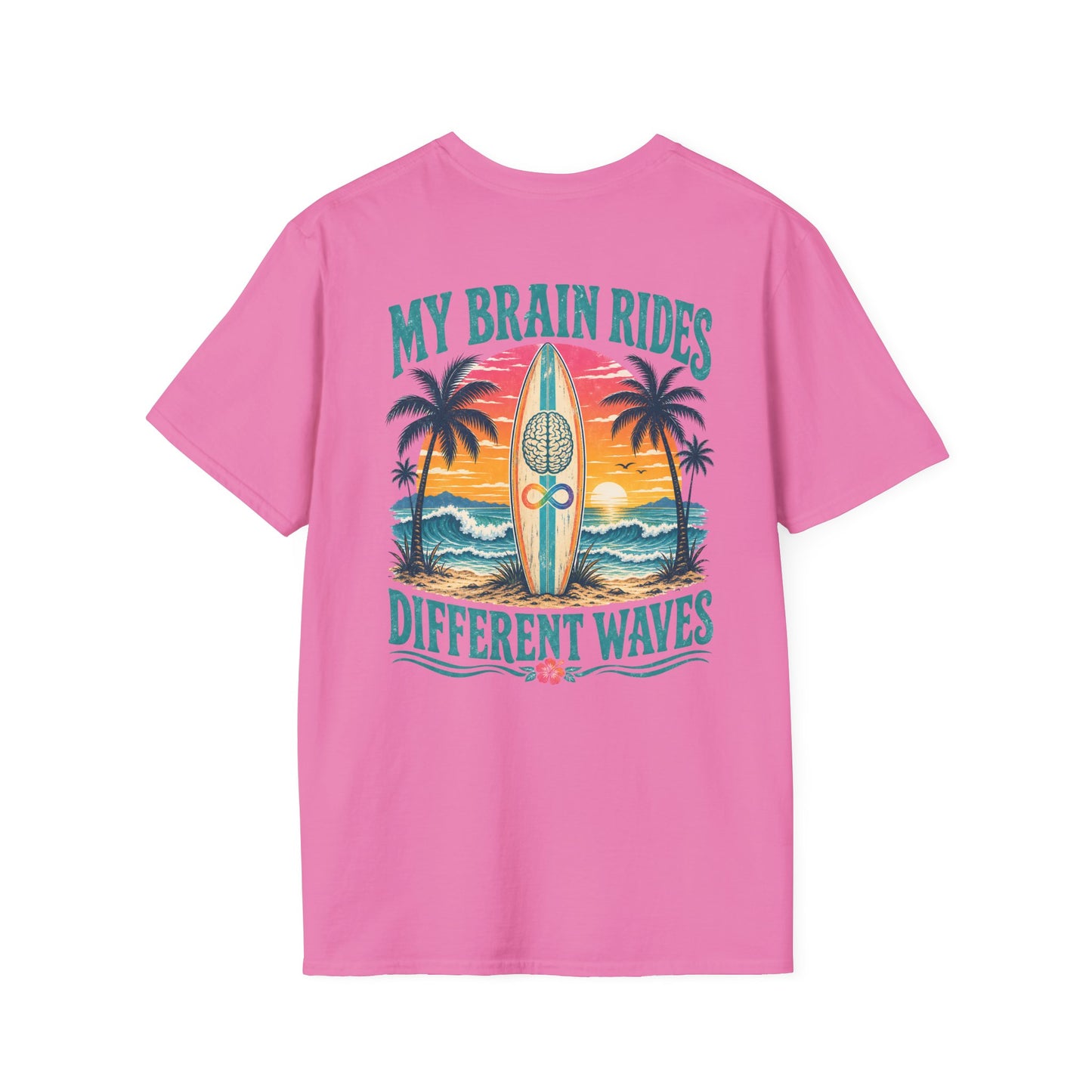 Retro "My Brain Rides Different Waves" Neurodiversity Surf T-Shirt