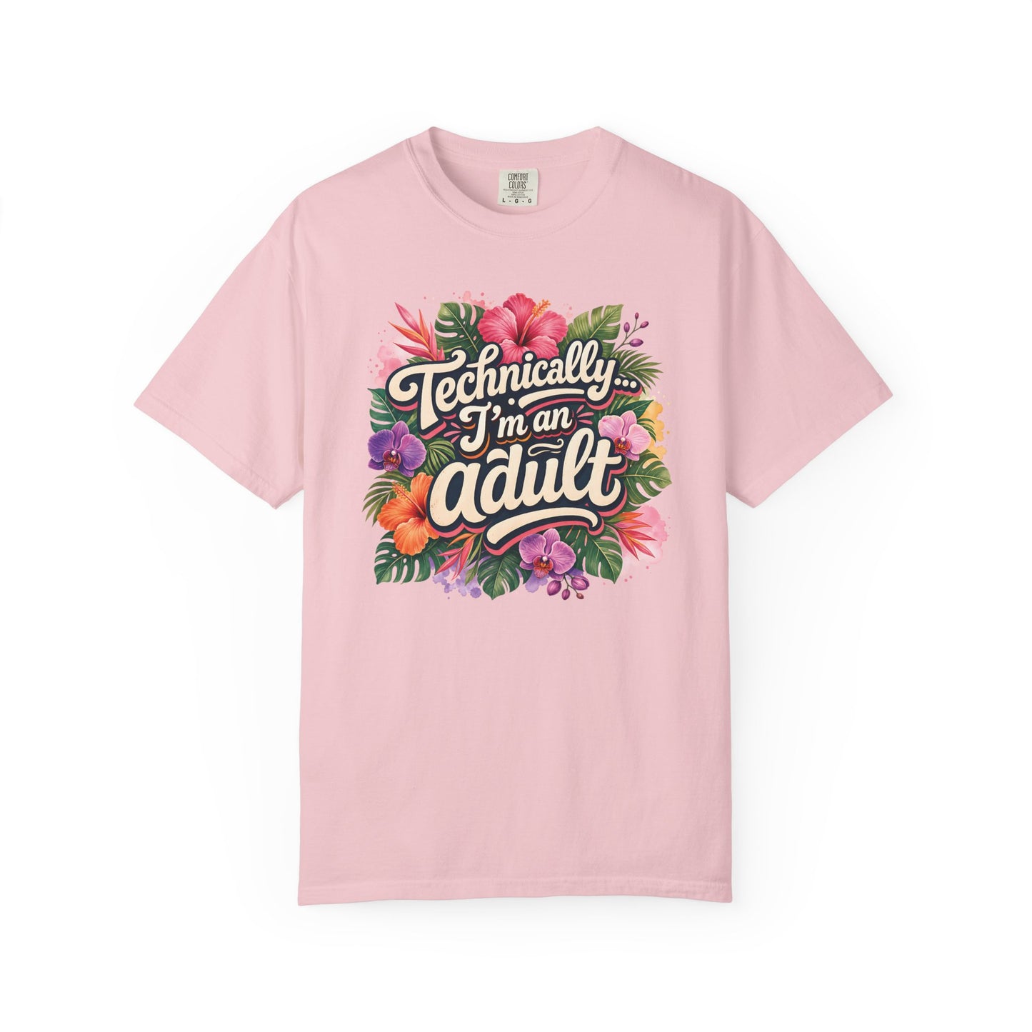 Technically I’m an Adult T-Shirt — Floral ADHD ASD Funny AuDulting T-Shirt