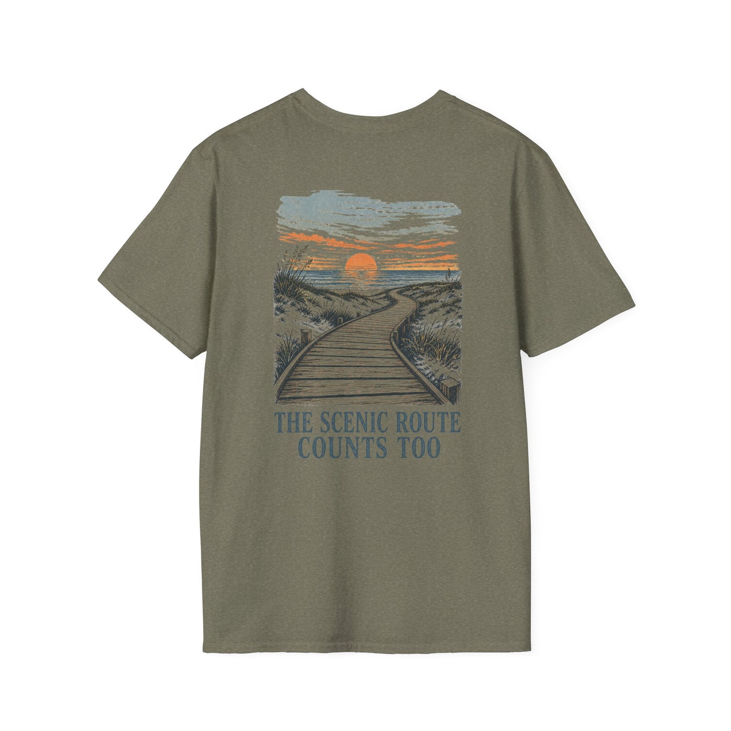 "The Scenic Route Counts Too" Vintage Boardwalk Graphic Tee