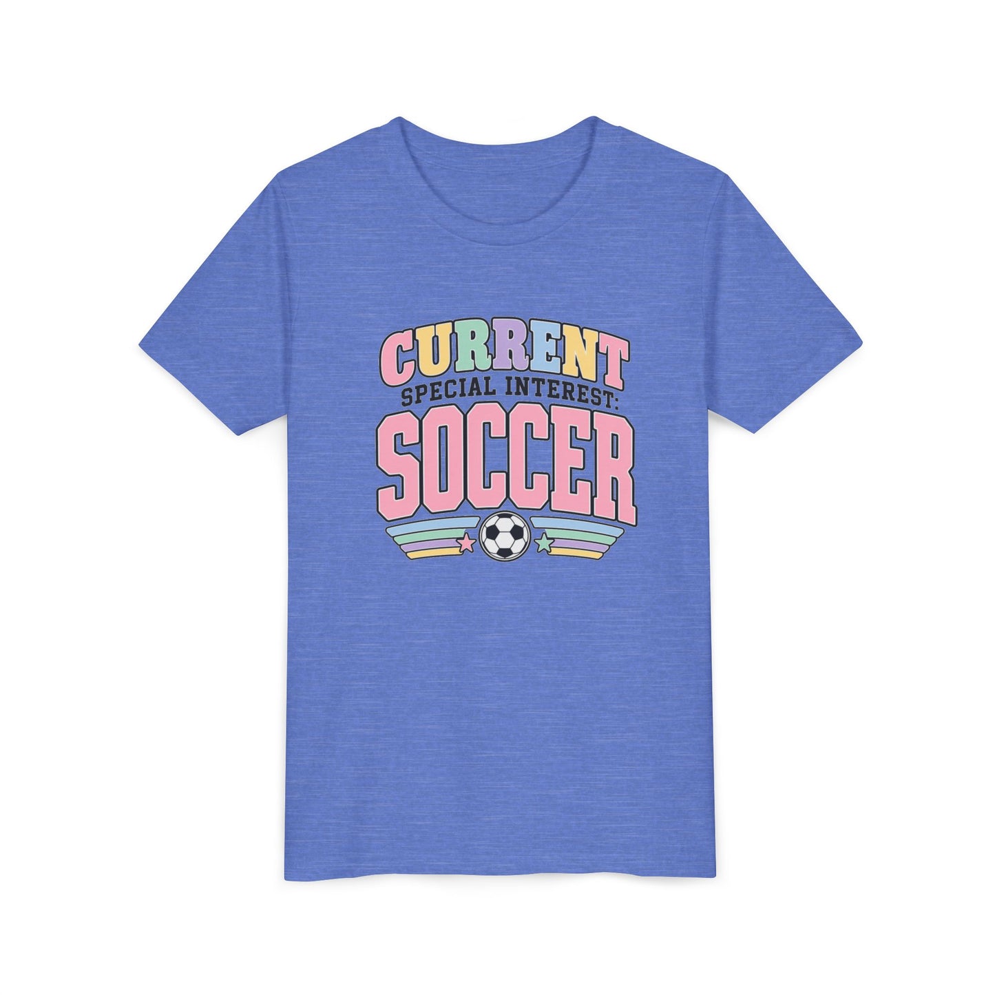 "Current Special Interest: Soccer" Pastel Soccer T-Shirt Youth Tee —