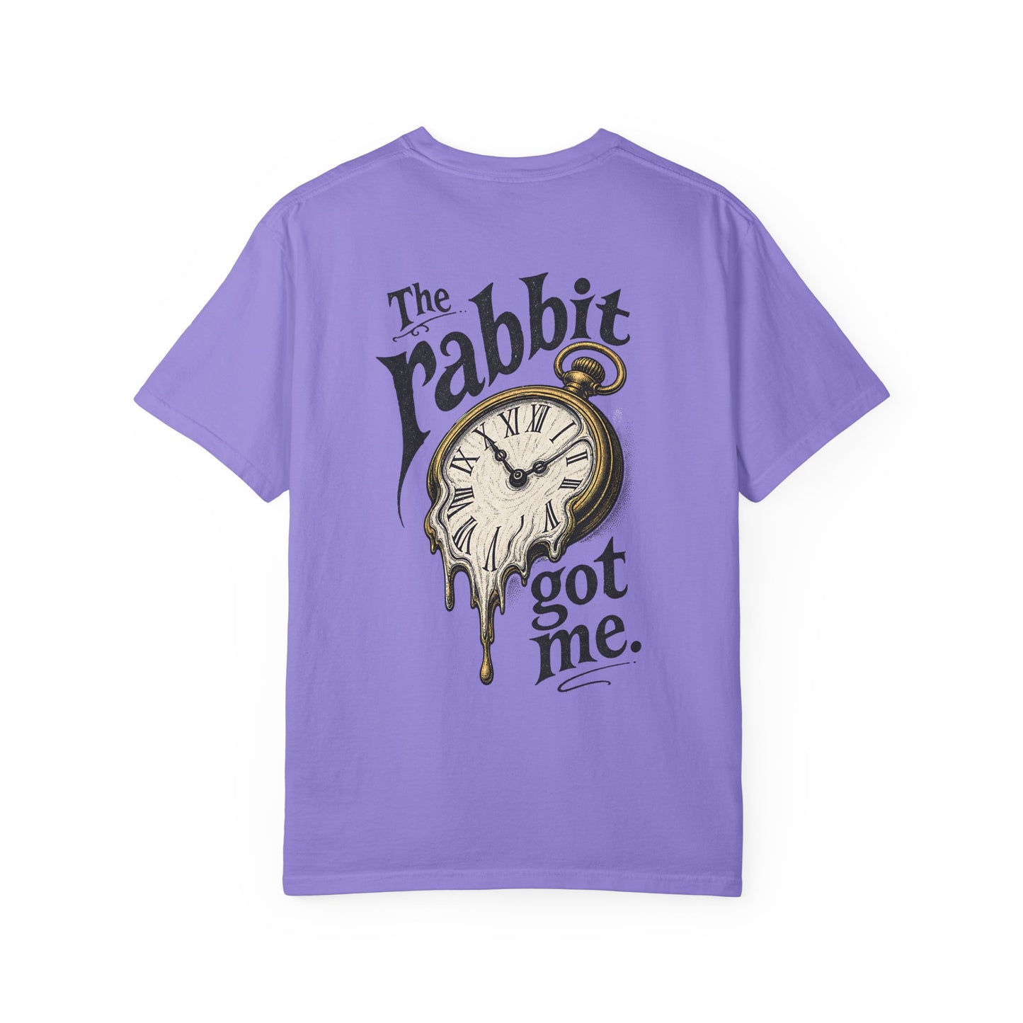 "The Rabbit Got Me" -Play on the iconic Alice in Wonderland quote. ADHD losing track of time