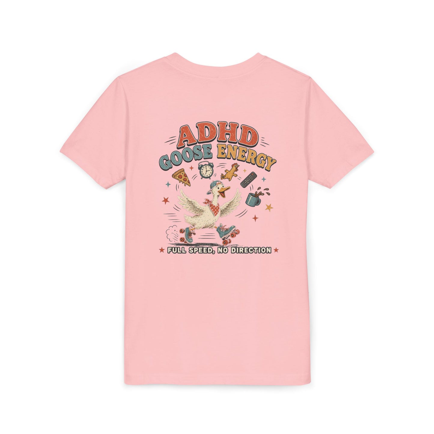ADHD Silly Goose Energy Youth Tee — 'Full Speed, No Direction' Graphic Kids T‑Shirt BACK PRINT