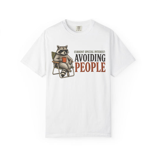 Avoiding People T-Shirt — Raccoon Reading Graphic Tee
