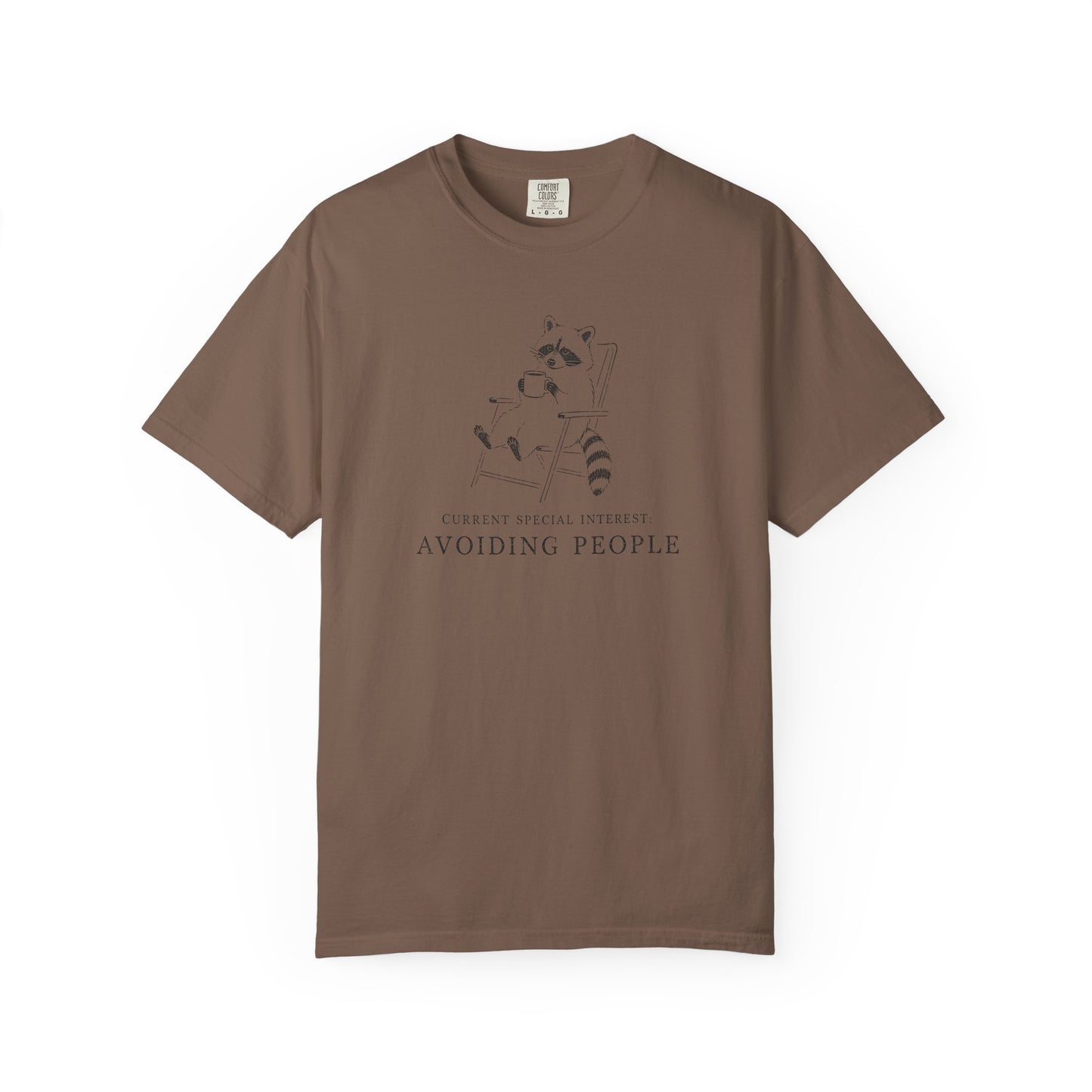 Avoiding People Raccoon T-Shirt — Funny Introvert Graphic Tee with Relaxed Loungewear Vibe