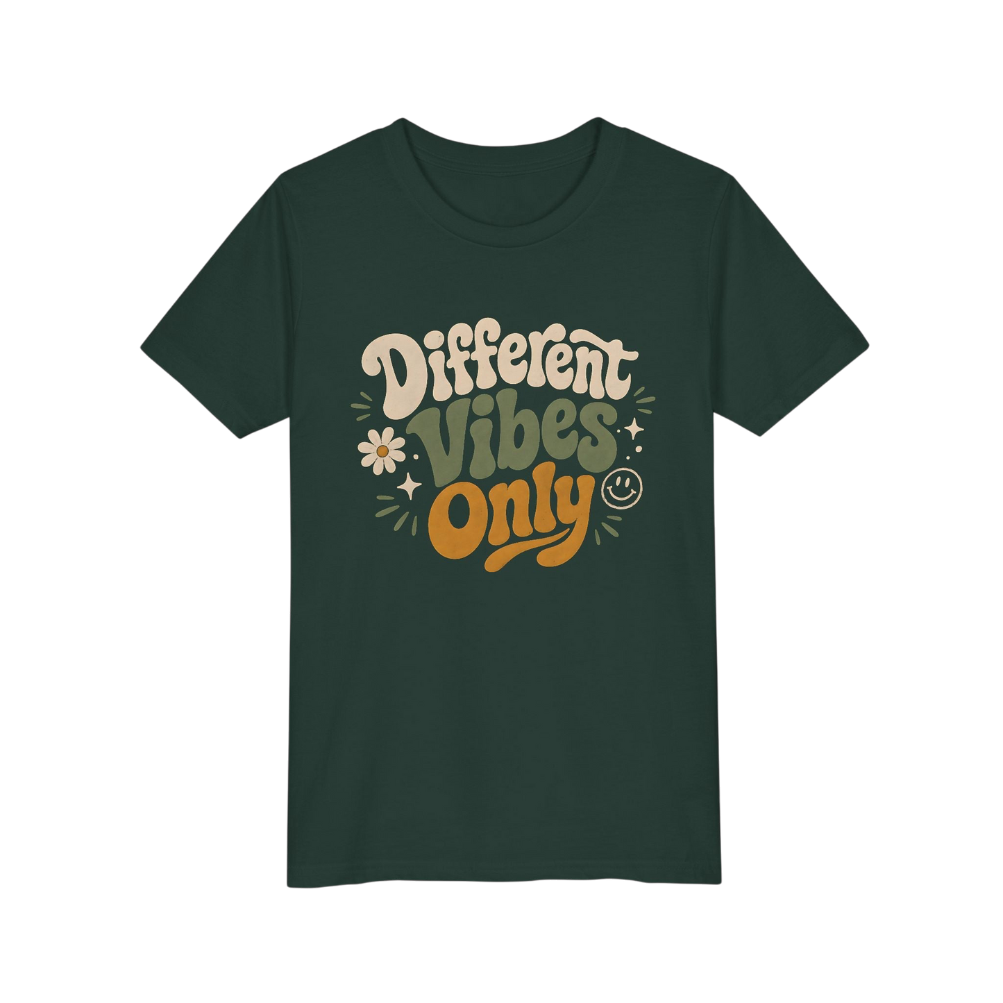 Youth Tee — "Different Vibes Only" Retro Flower Kids T-Shirt
