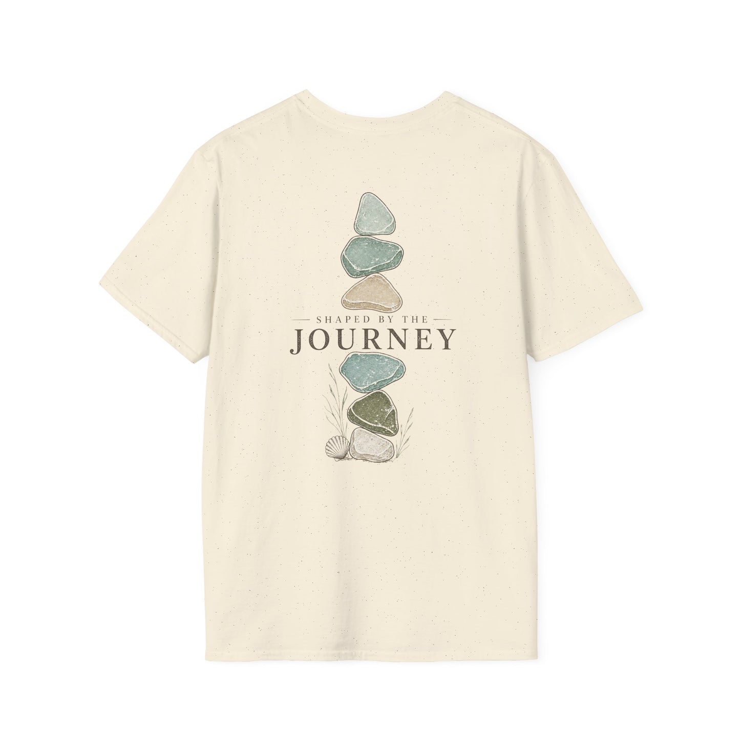 "SHAPED BY THE JOURNEY"  Coastal inspired Sea Glass t-shirt