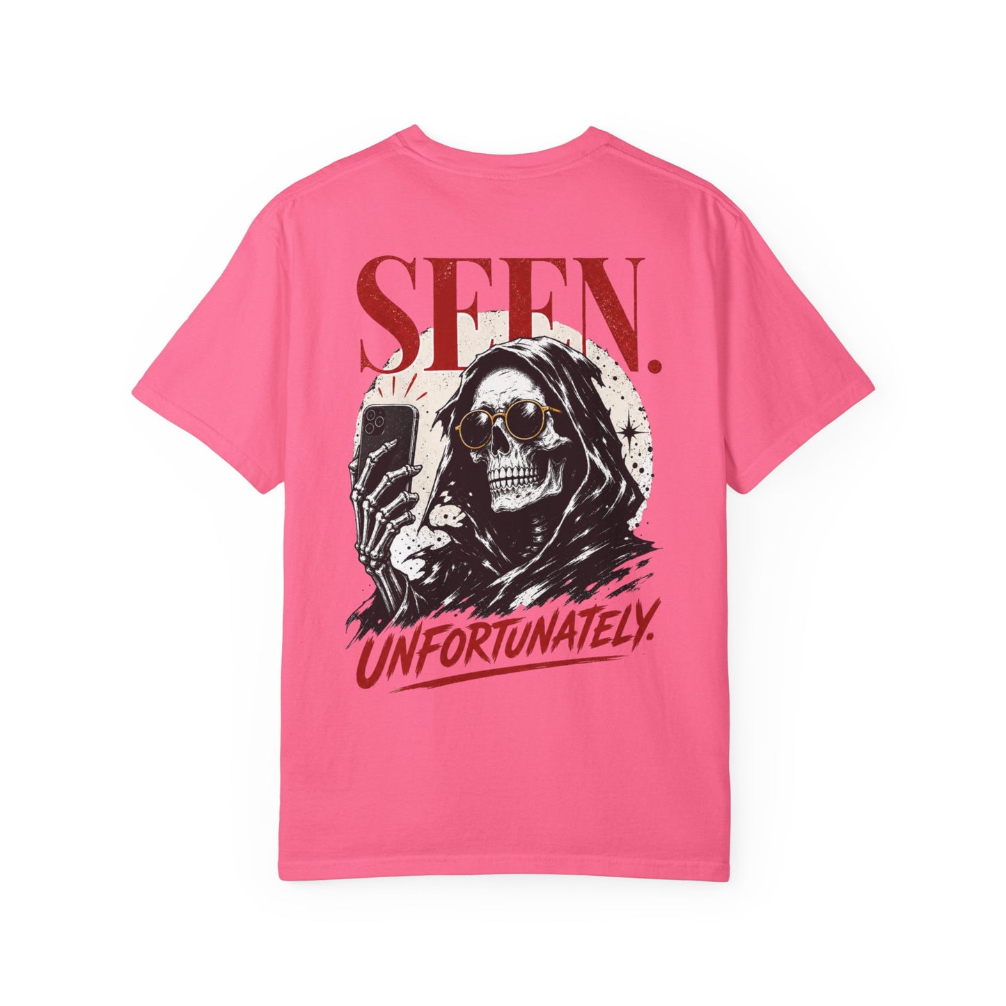 "Seen. Unfortunately." Skull Selfie Graphic T-Shirt