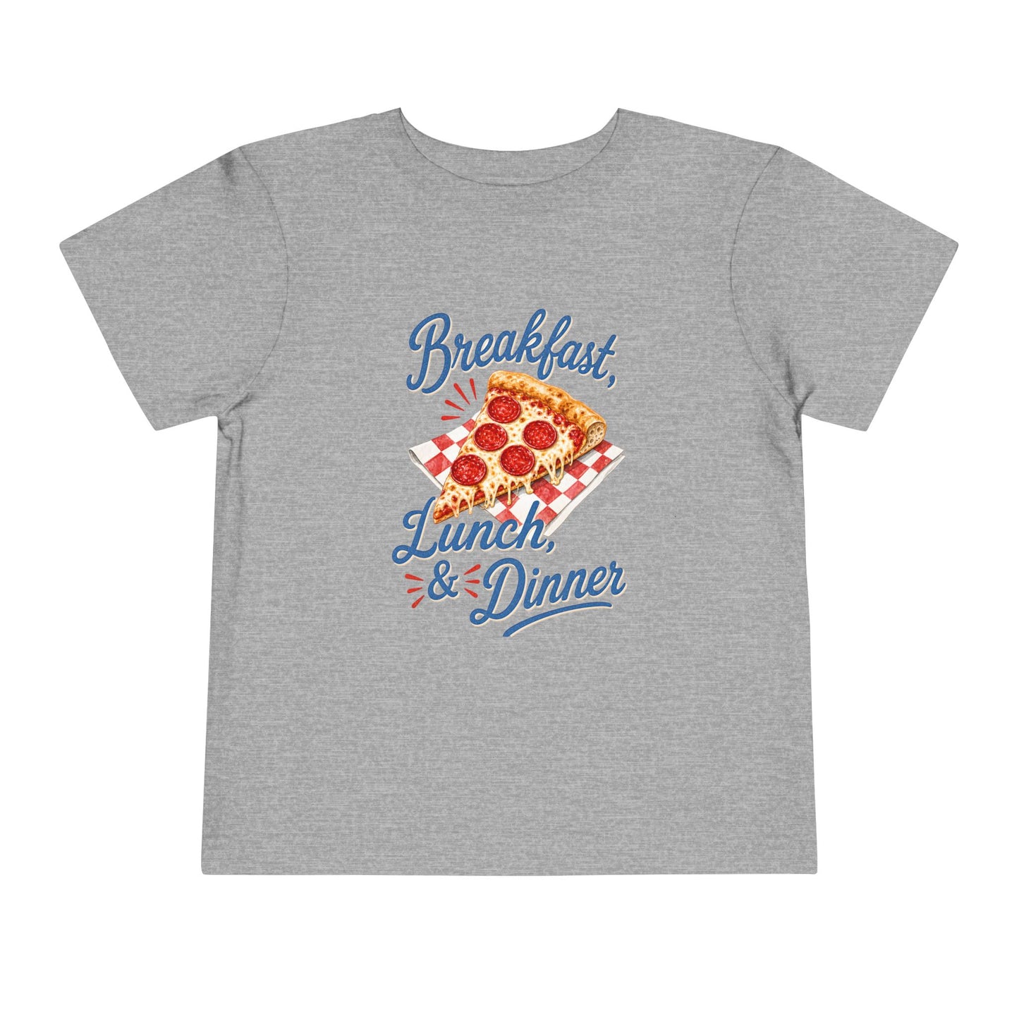 "Breakfast, Lunch & Dinner" Pizza Graphic Toddler Tee