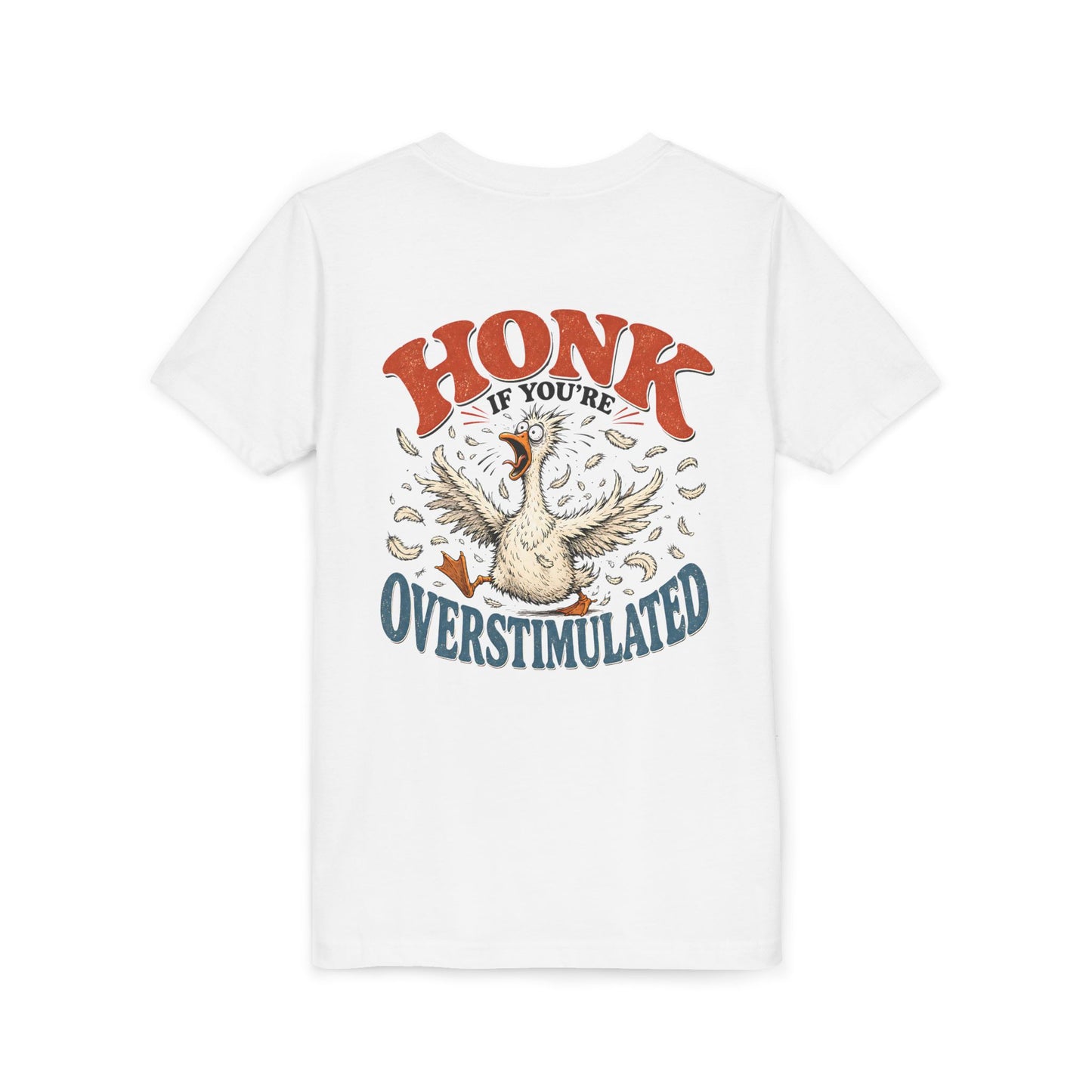 Youth Tee — "Honk If You’re Overstimulated" Silly Goose Graphic BACK PRINT