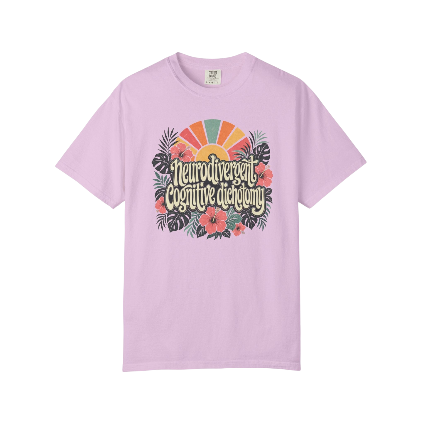 Neurodivergent Cognitive Dichotomy T-Shirt — Retro Floral Sunburst Awareness Tee