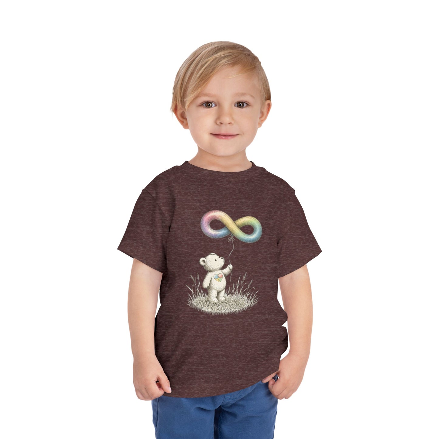 Toddler Tee — Bear Holding Rainbow Infinity Balloon Cute Kids Shirt image 19