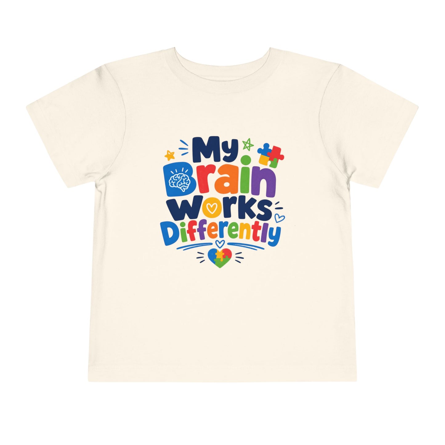 Toddler Tee — "My Brain Works Differently" Autism Awareness Kids Shirt - Natural, 4T image
