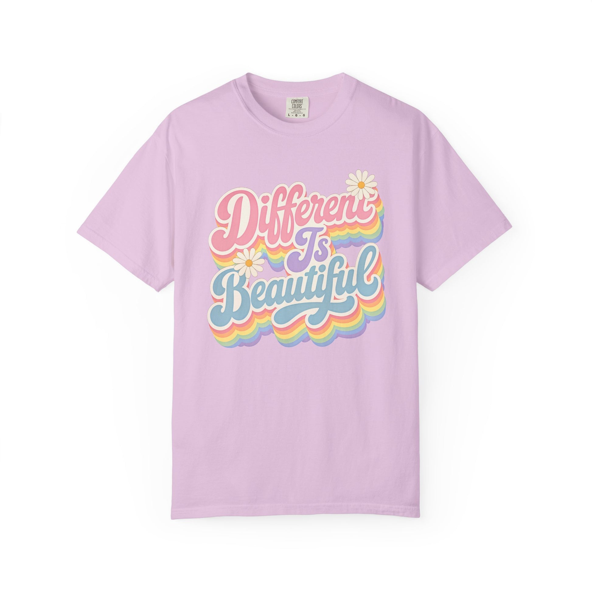 Different Is Beautiful T-Shirt — Retro Rainbow Pride Tee image