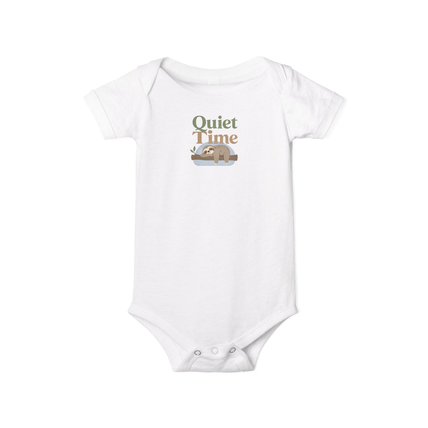 Quiet Time Infant Onesie – Cute Sleeping Sloth Baby Bodysuit - White, 18-24M image