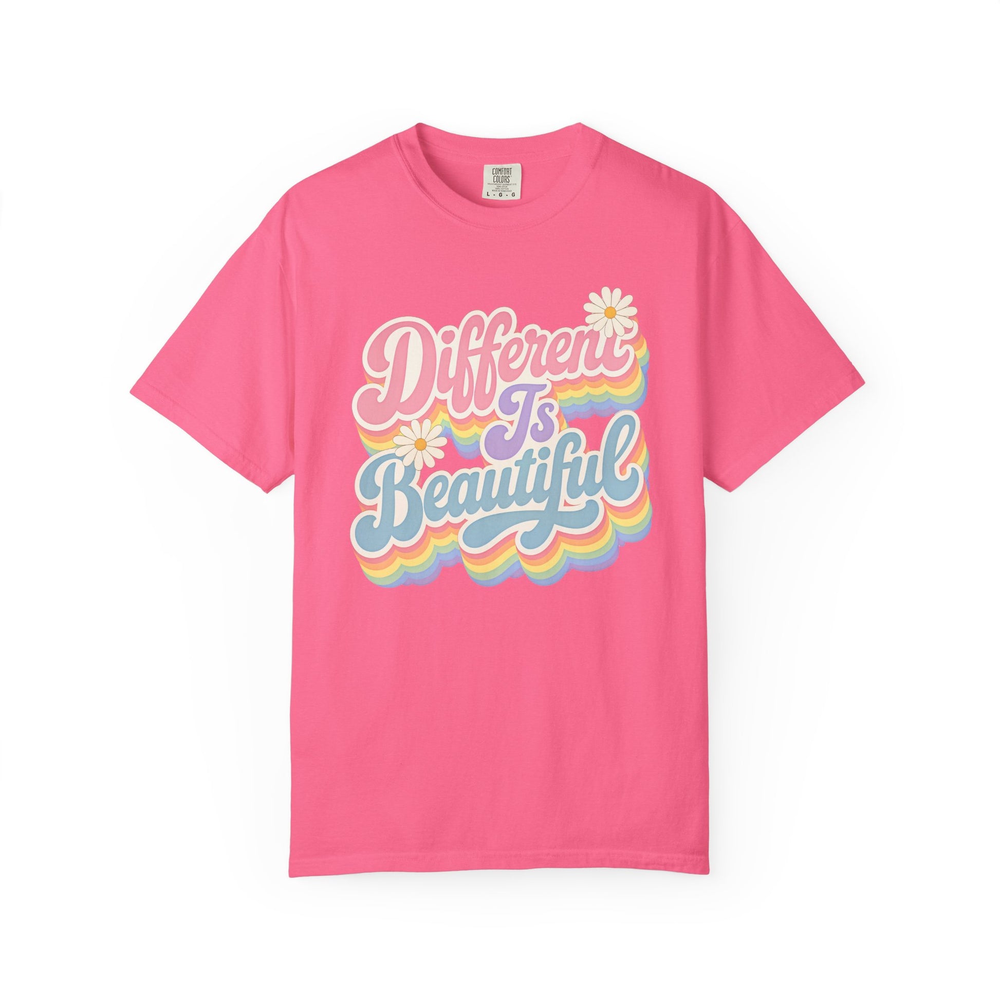 Different Is Beautiful T-Shirt — Retro Rainbow Pride Tee image