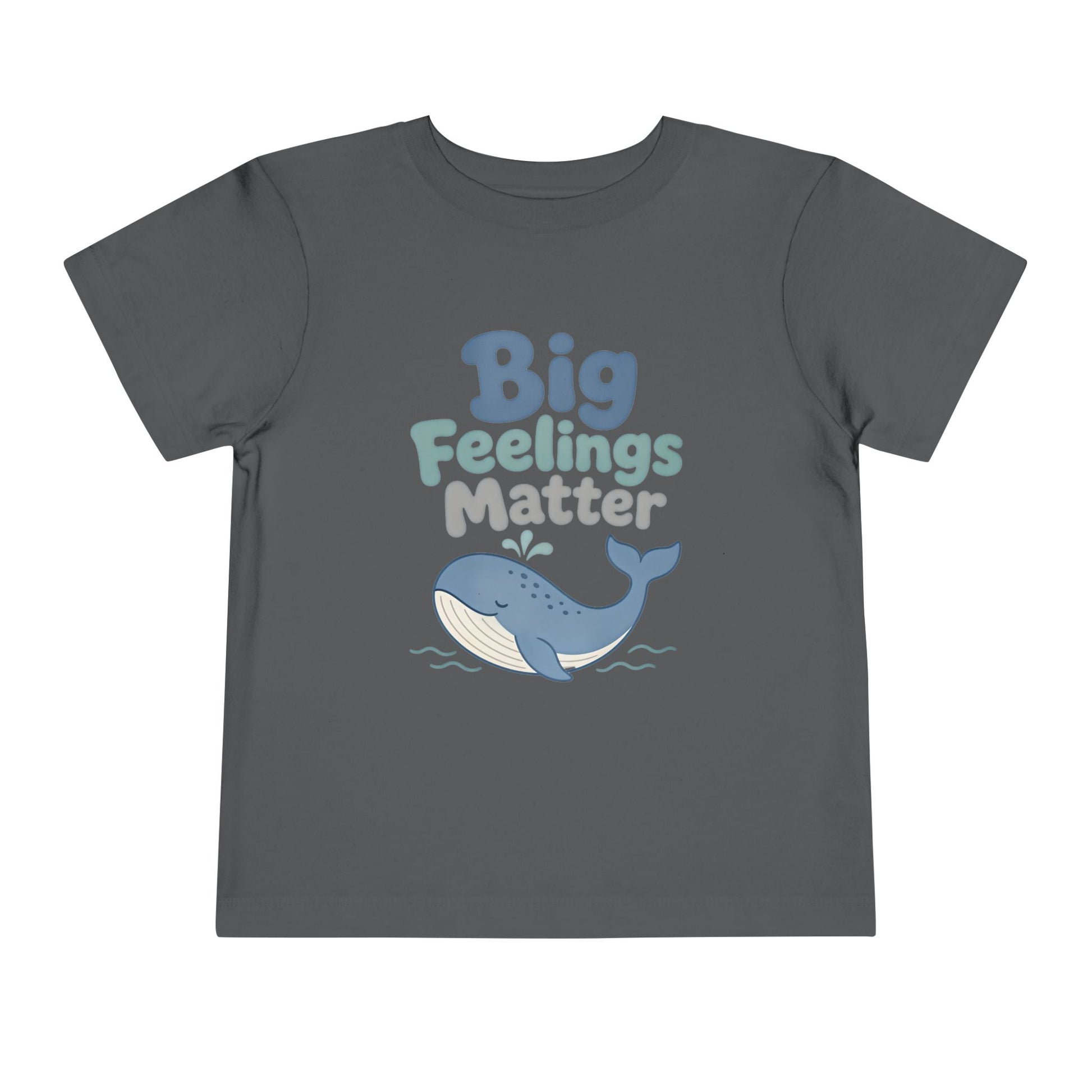 Big Feelings Matter Toddler Tee — Cute Whale Emotional Support Shirt - Asphalt, 3T image