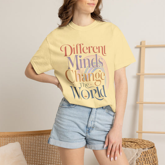 Different Minds Change the World T-Shirt — Inspirational Retro Typography Tee image 1