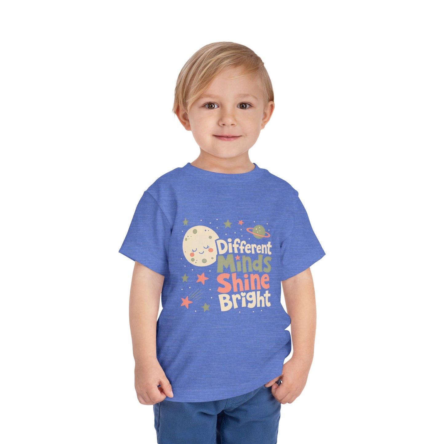 Toddler Tee — "Different Minds Shine Bright" Space Autism Awareness Shirt image 6