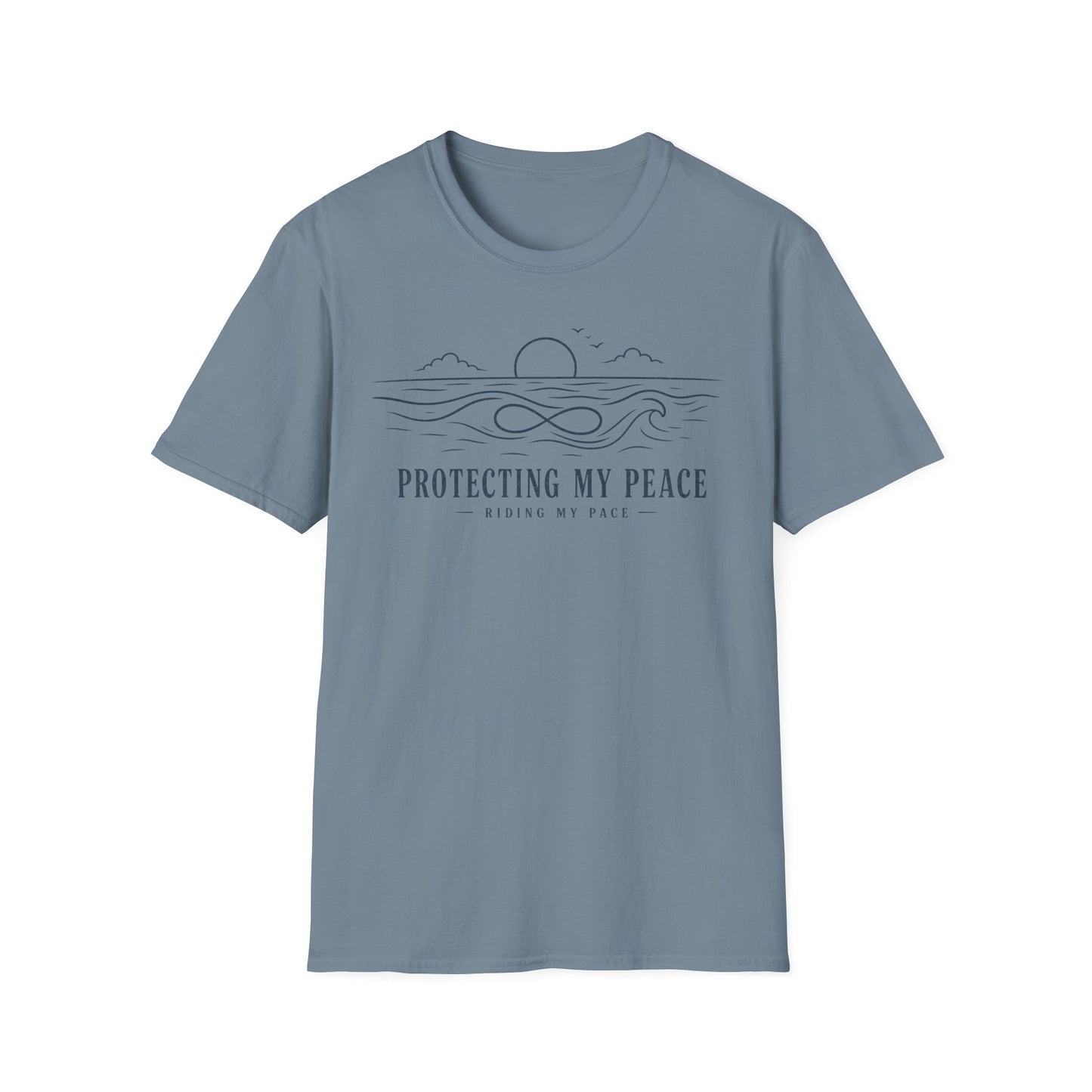 "Protecting My Peace" Ocean Sunset Minimalist Line Art T-Shirt