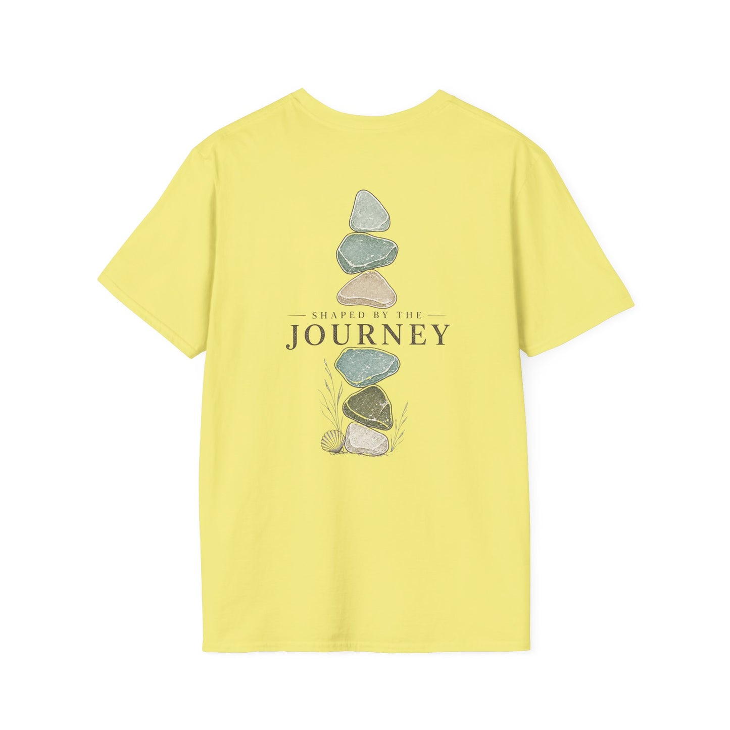 "SHAPED BY THE JOURNEY"  Coastal inspired Sea Glass t-shirt