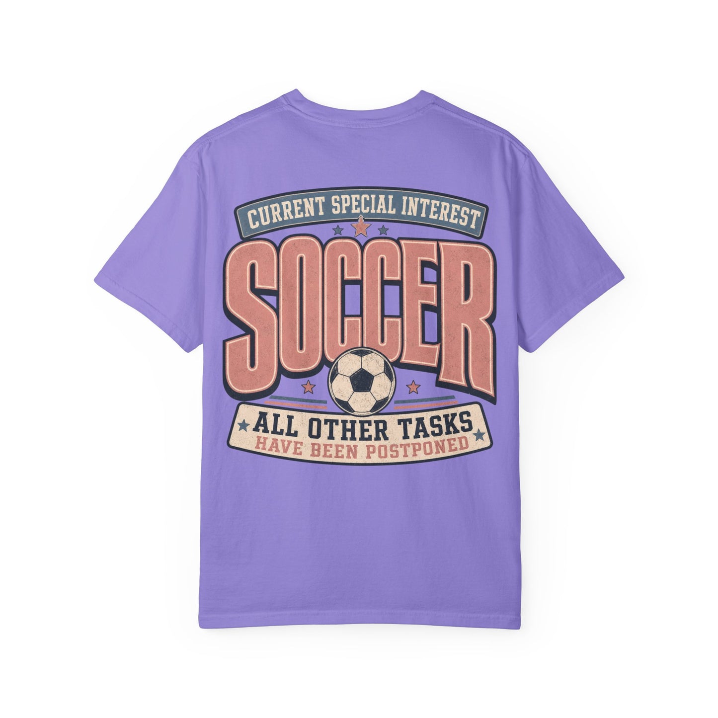 Soccer Graphic T-Shirt — “Current Special Interest: Soccer” Vintage Sports Tee Adult BACK PRINT
