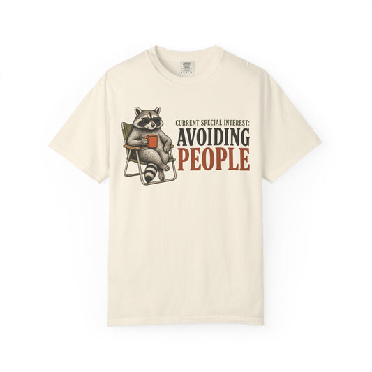 Avoiding People T-Shirt — Raccoon Reading Graphic Tee