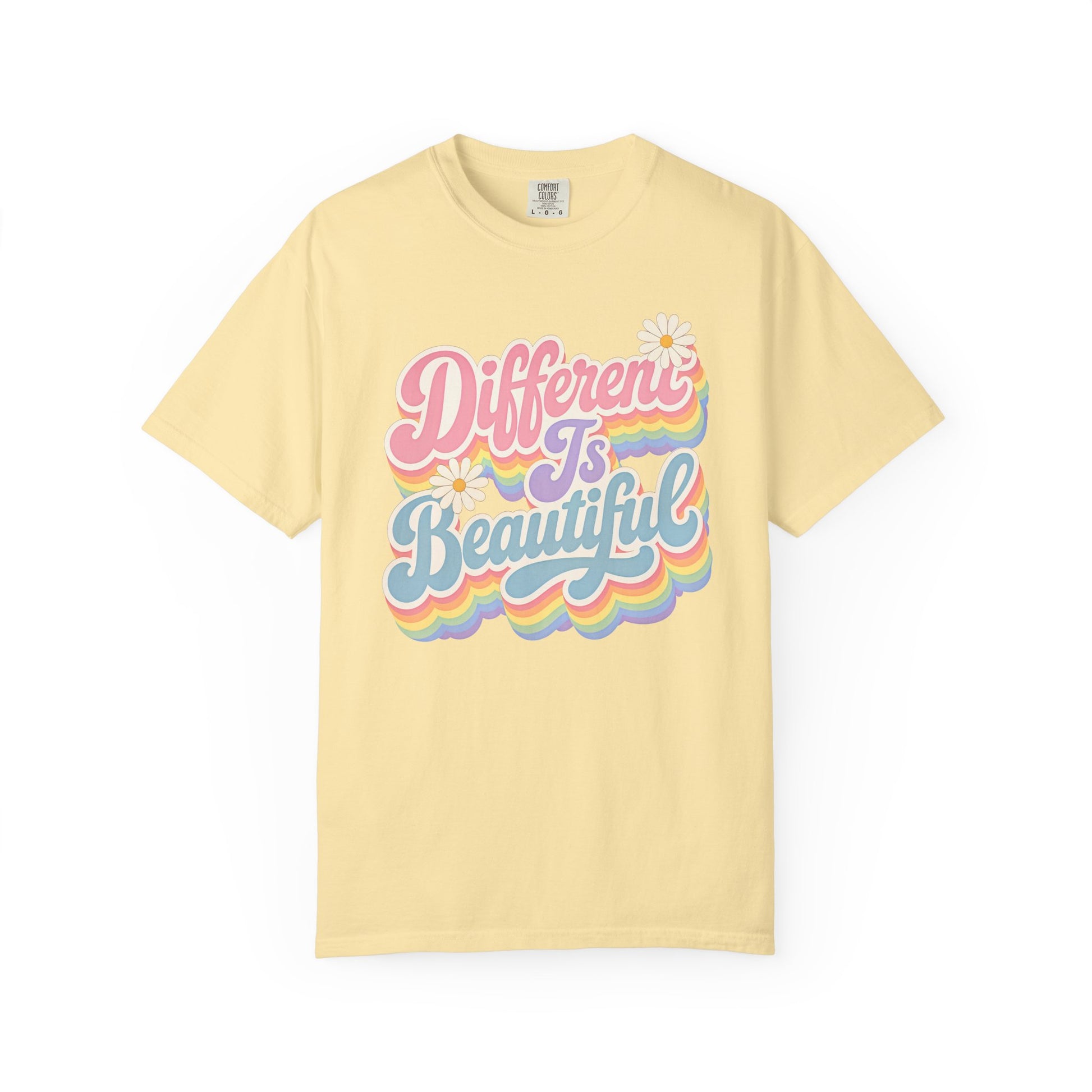 Different Is Beautiful T-Shirt — Retro Rainbow Pride Tee image