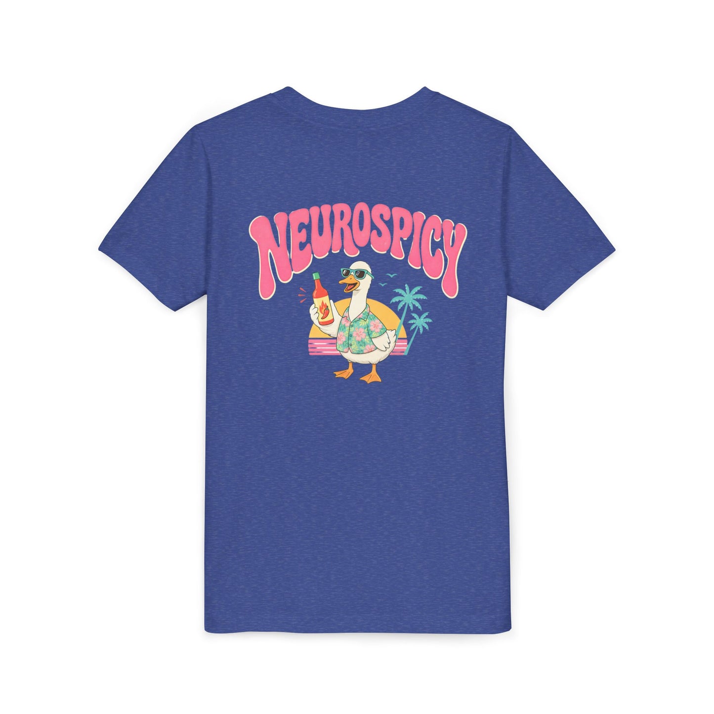 Neurospicy Silly Goose Youth Tee — Cute Tropical Graphic Kids T‑Shirt BACK PRINT