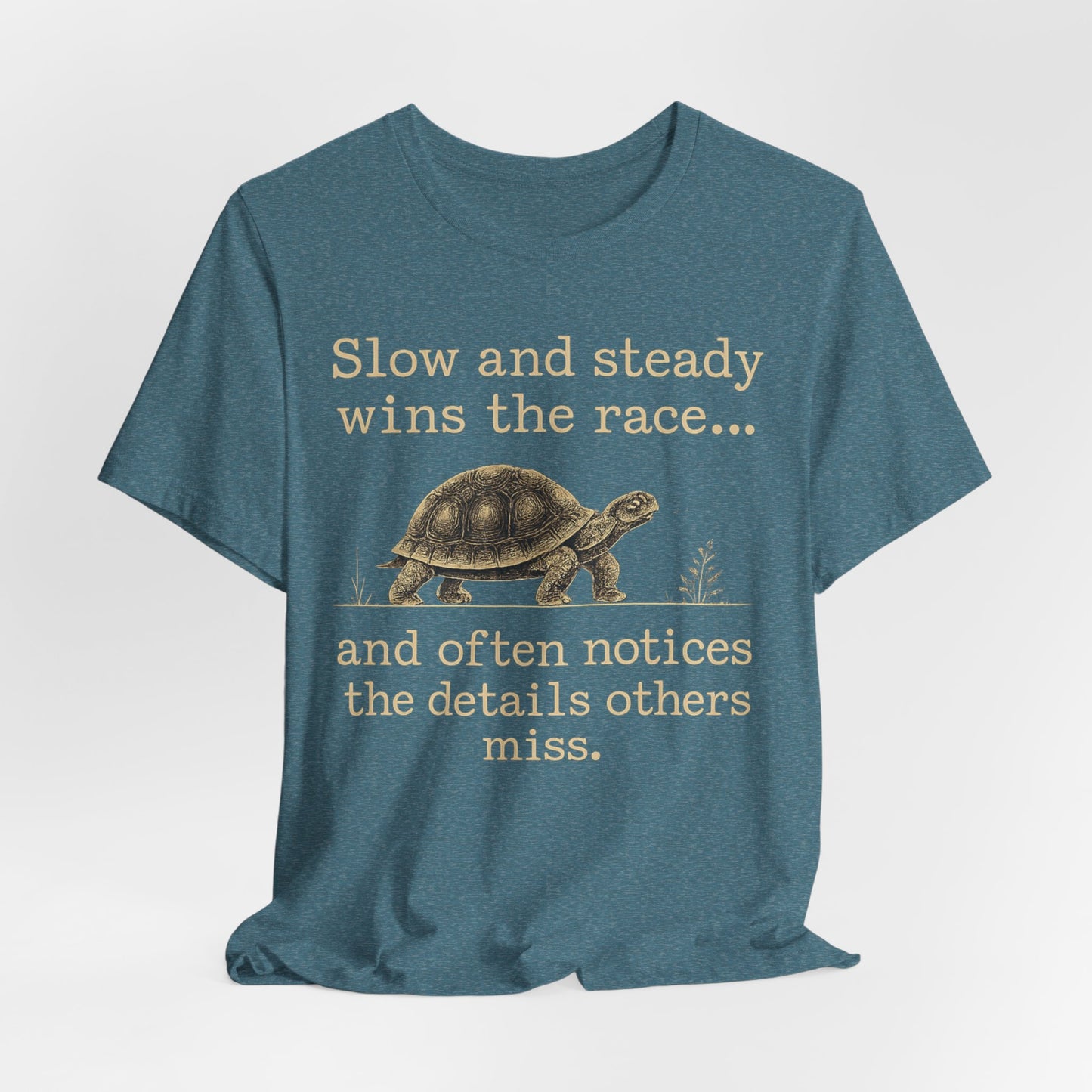 Slow and Steady Wins the Race T-Shirt — Detail-Oriented Turtle Graphic Tee image 35
