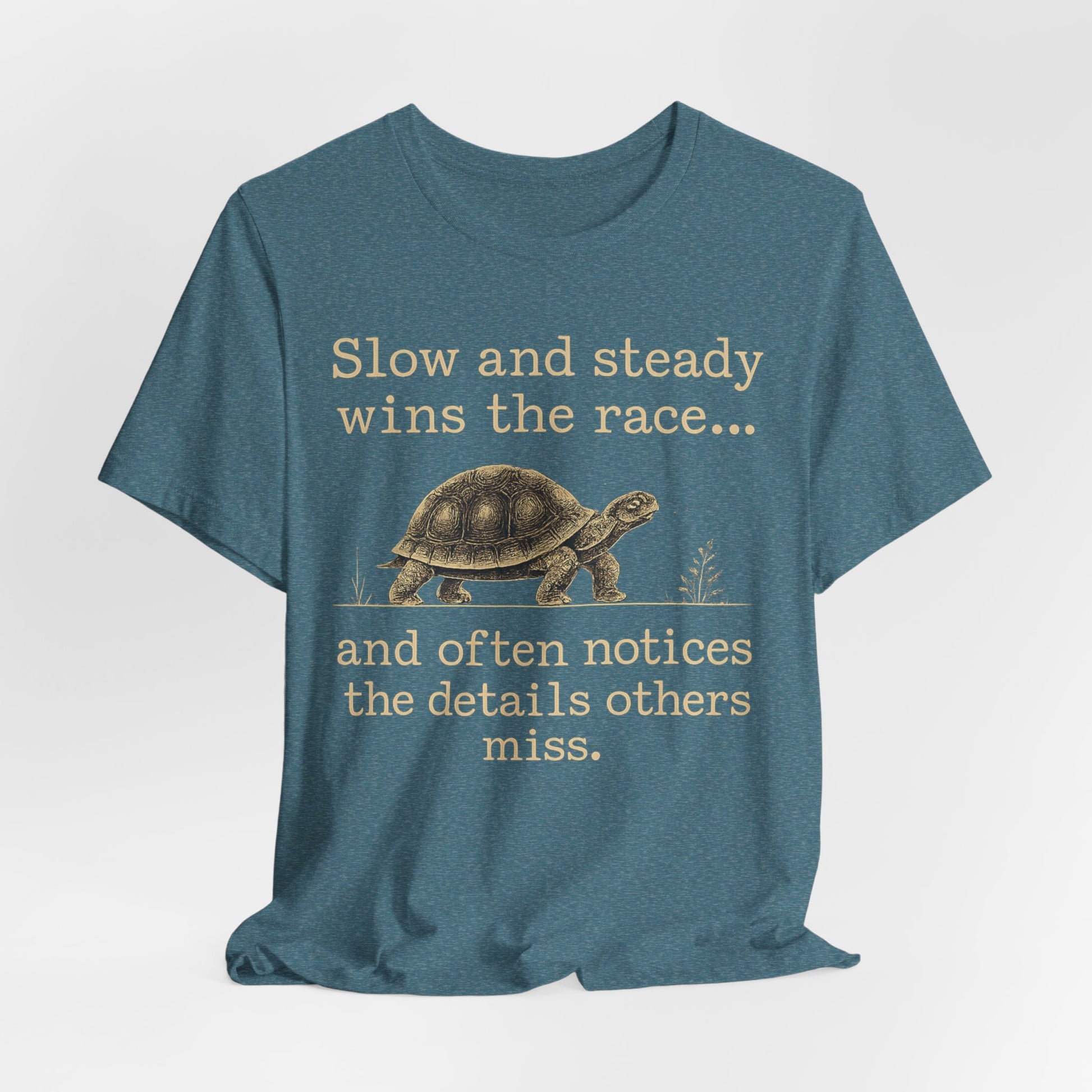Slow and Steady Wins the Race T-Shirt — Detail-Oriented Turtle Graphic Tee image 35