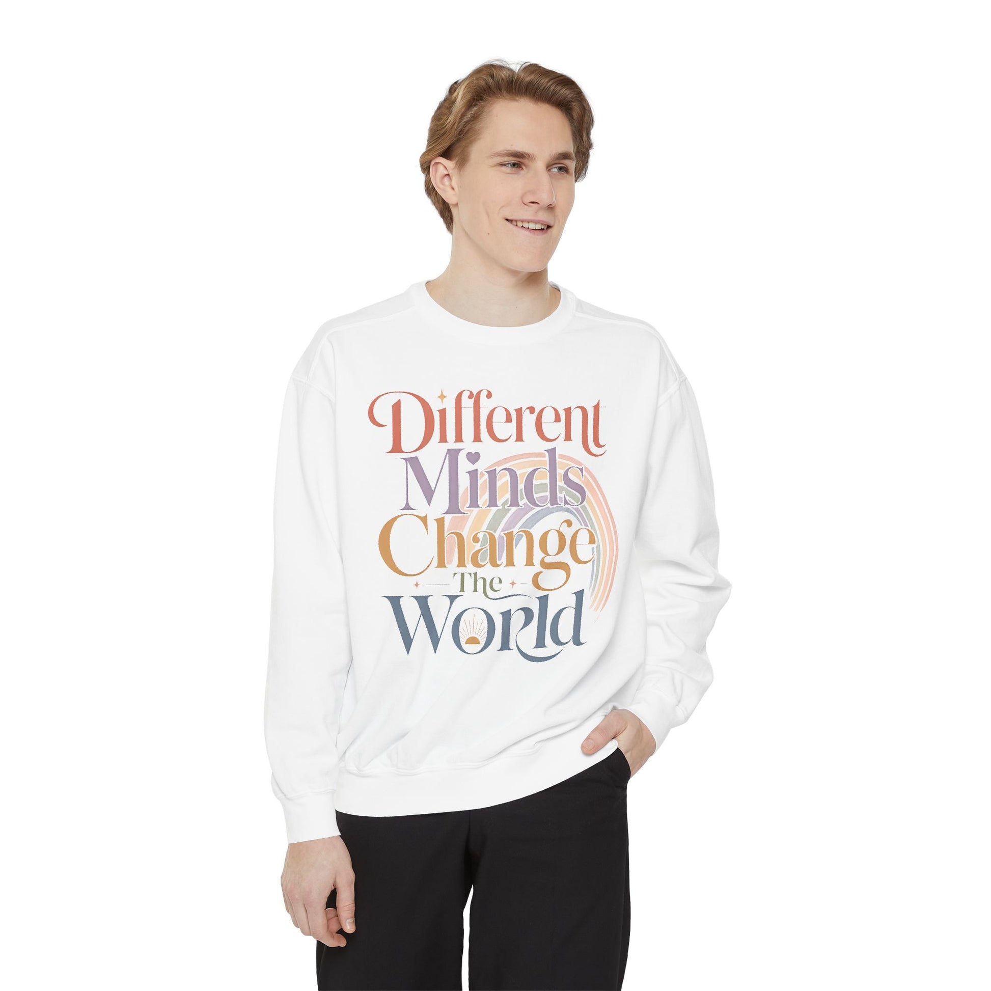Different Minds Change the World Sweatshirt — Inspirational Graphic Sweatshirt image 6