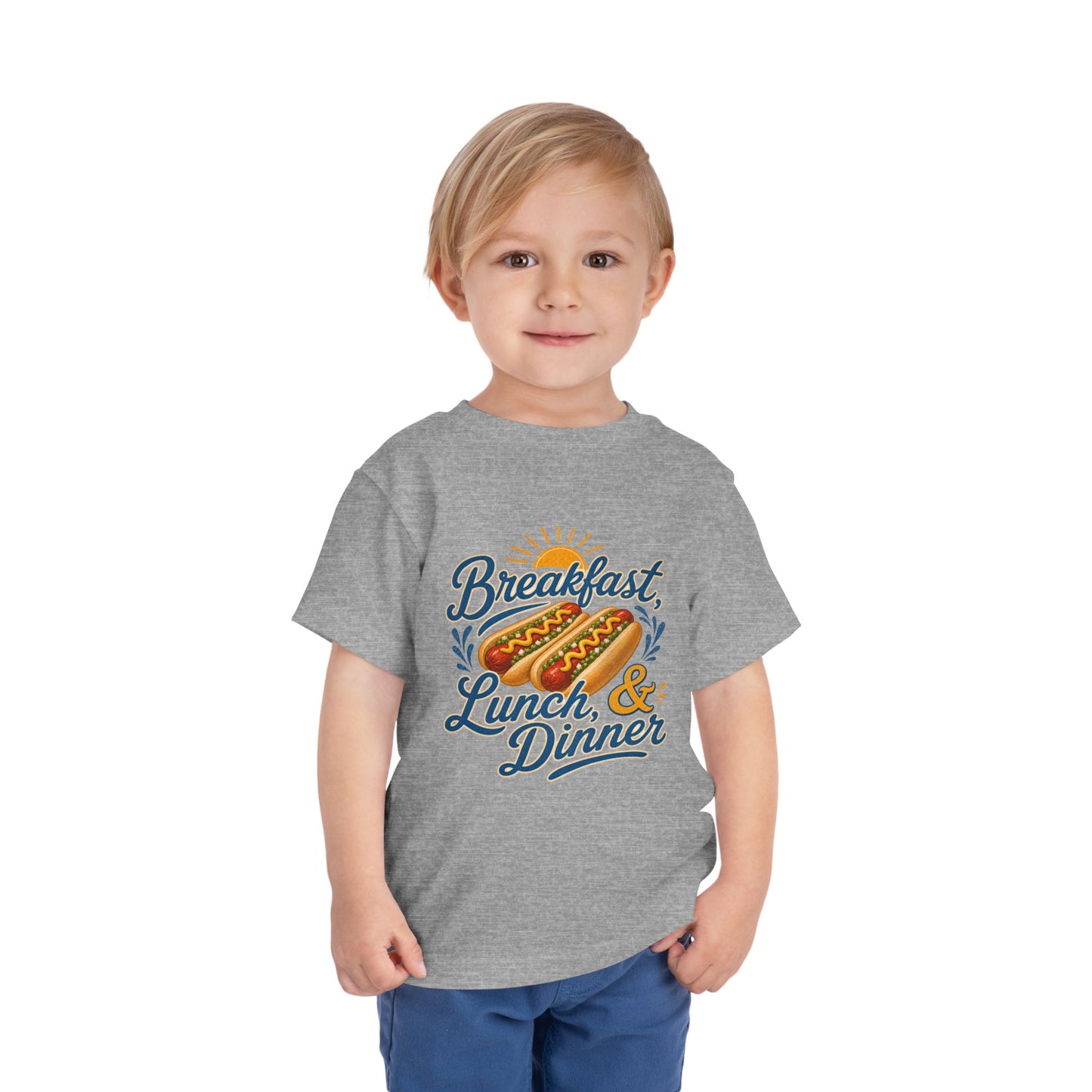 "Breakfast, Lunch & Dinner" Hot Dog Kids T‑Shirt Toddler Tee —