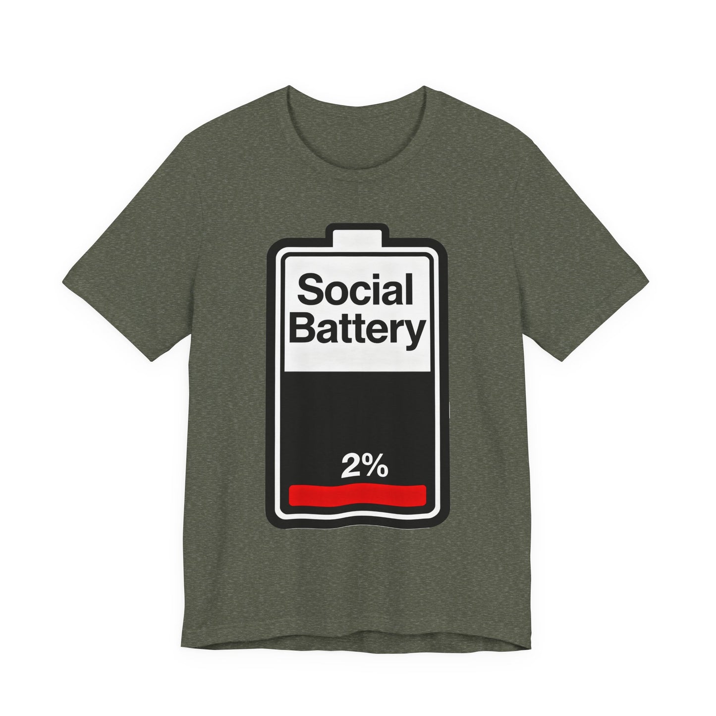 Social Battery 2% T-Shirt — Funny Introvert Low Energy Tee image