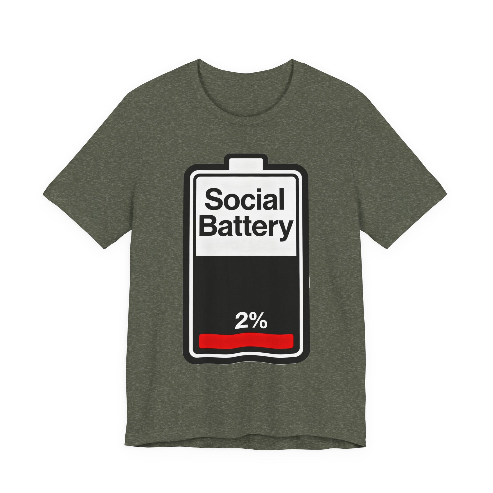 Social Battery 2% T-Shirt — Funny Introvert Low Energy Tee image