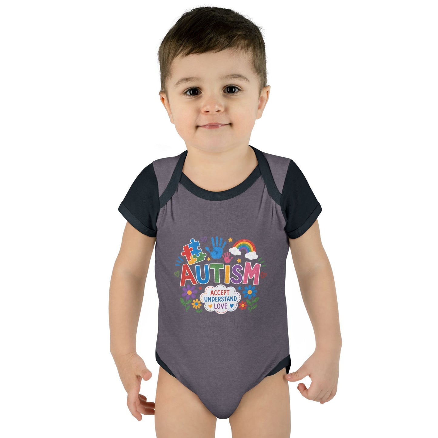 Autism Awareness Infant Bodysuit — 'Accept Understand Love' Colorful Design image 35