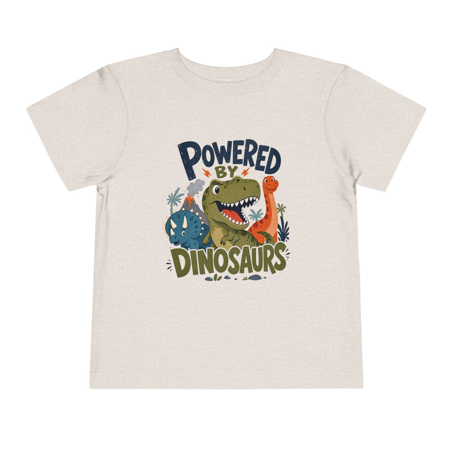 Powered by Dinosaurs Toddler Tee — Cute Dino Graphic Shirt for Kids - Heather Dust, 5T image