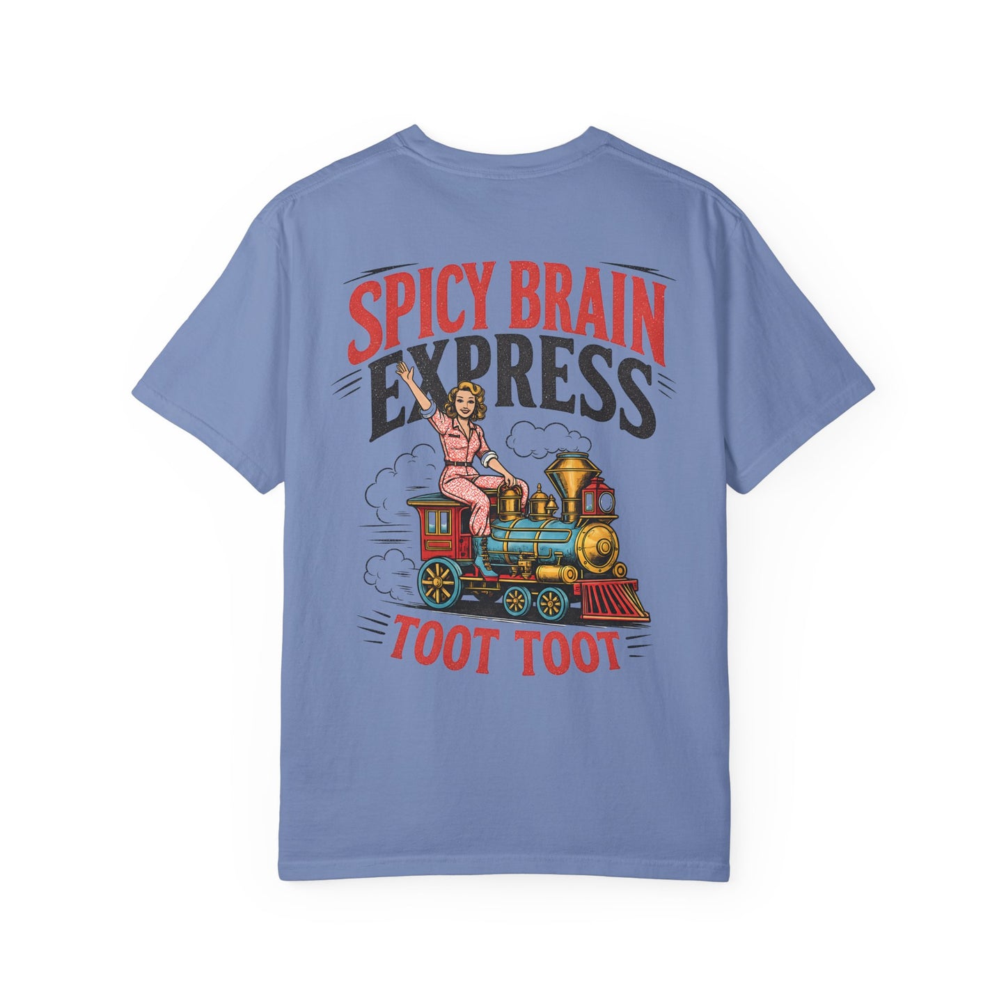 Spicy Brain Express T‑Shirt — Vintage Train Graphic "Toot Toot" BACK PRINT