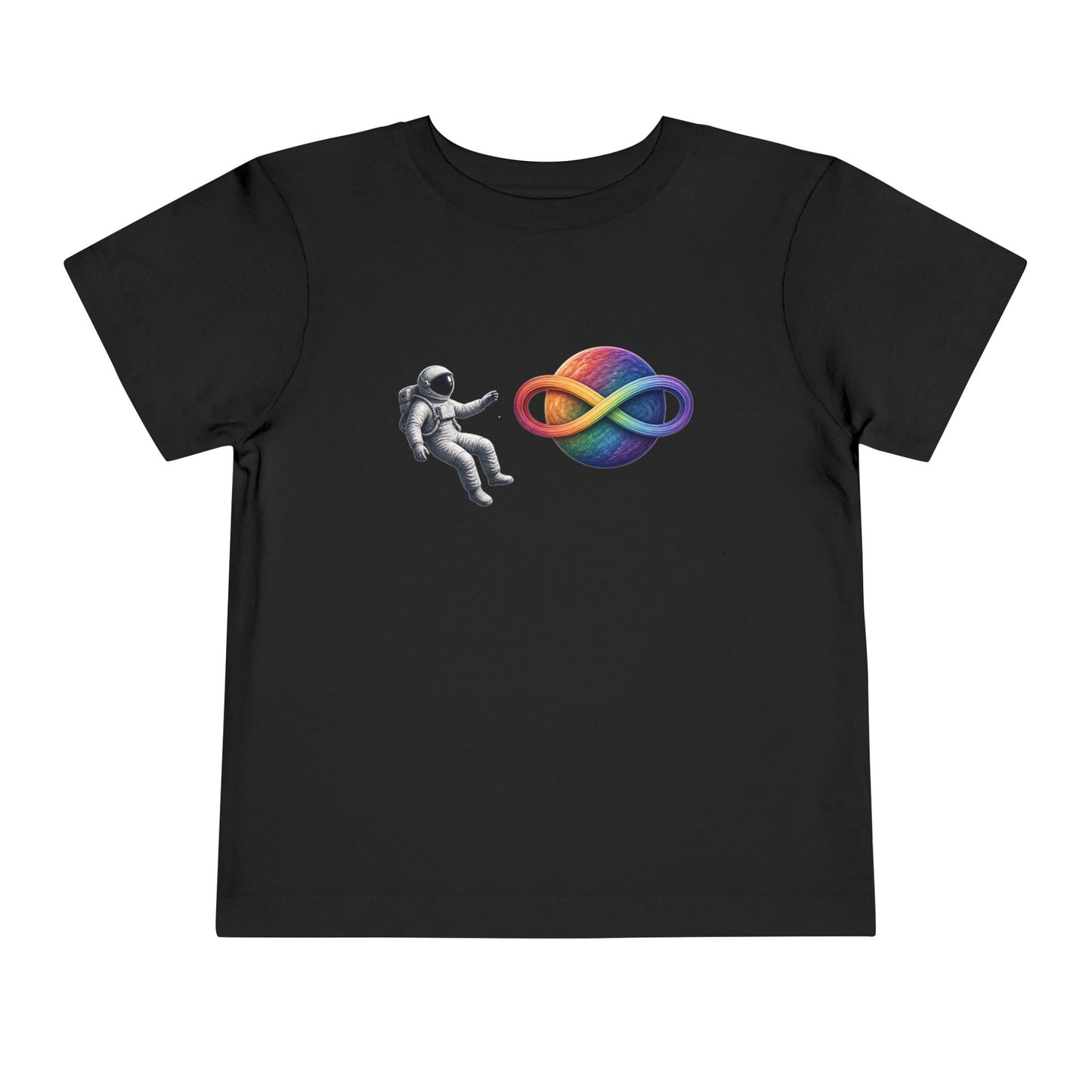 Toddler Tee — Rainbow Infinity Planet & Astronaut Graphic