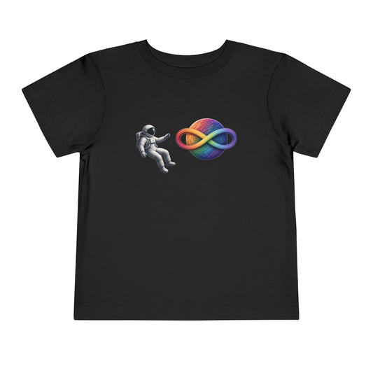 Toddler Tee — Rainbow Infinity Planet & Astronaut Graphic