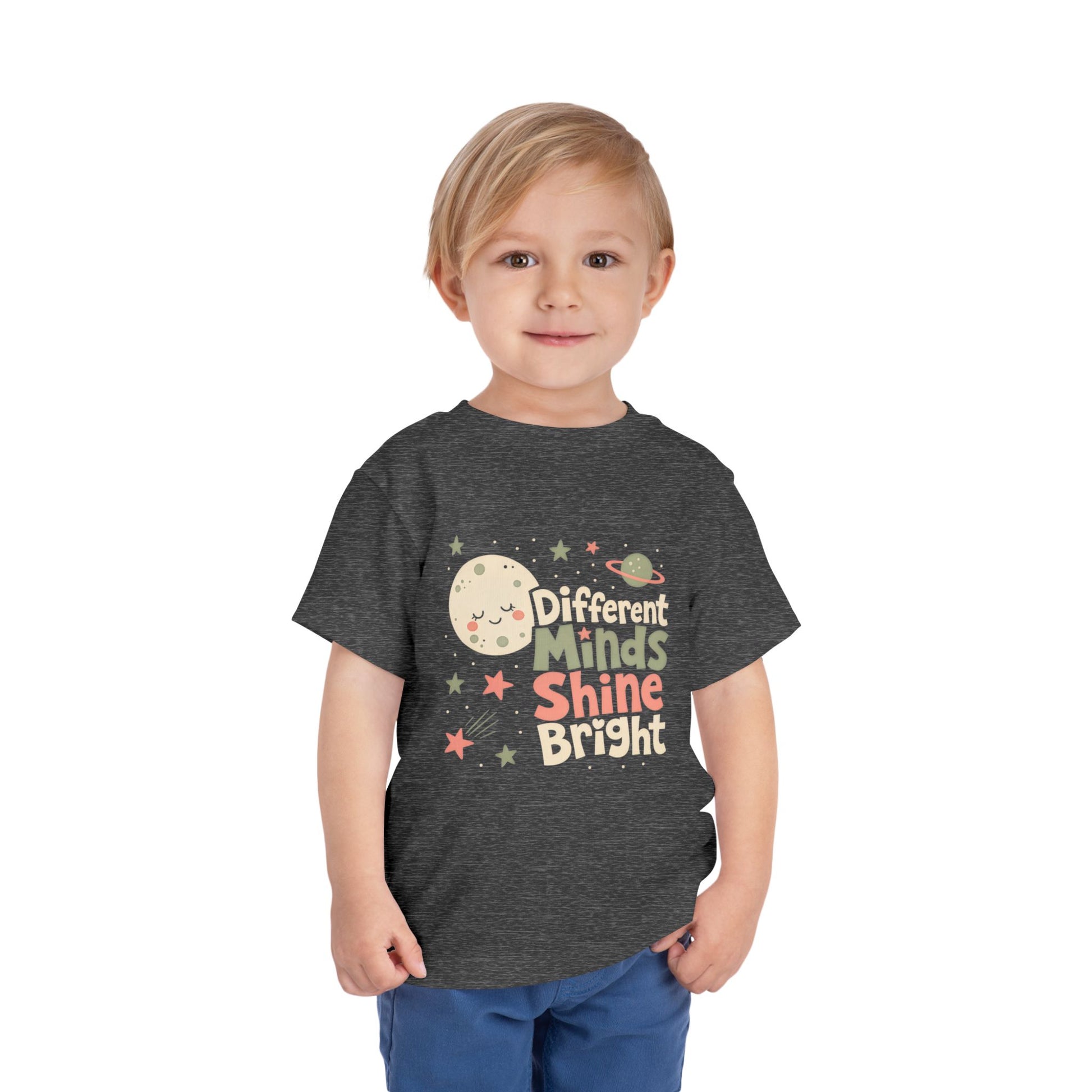Toddler Tee — "Different Minds Shine Bright" Space Autism Awareness Shirt image 14