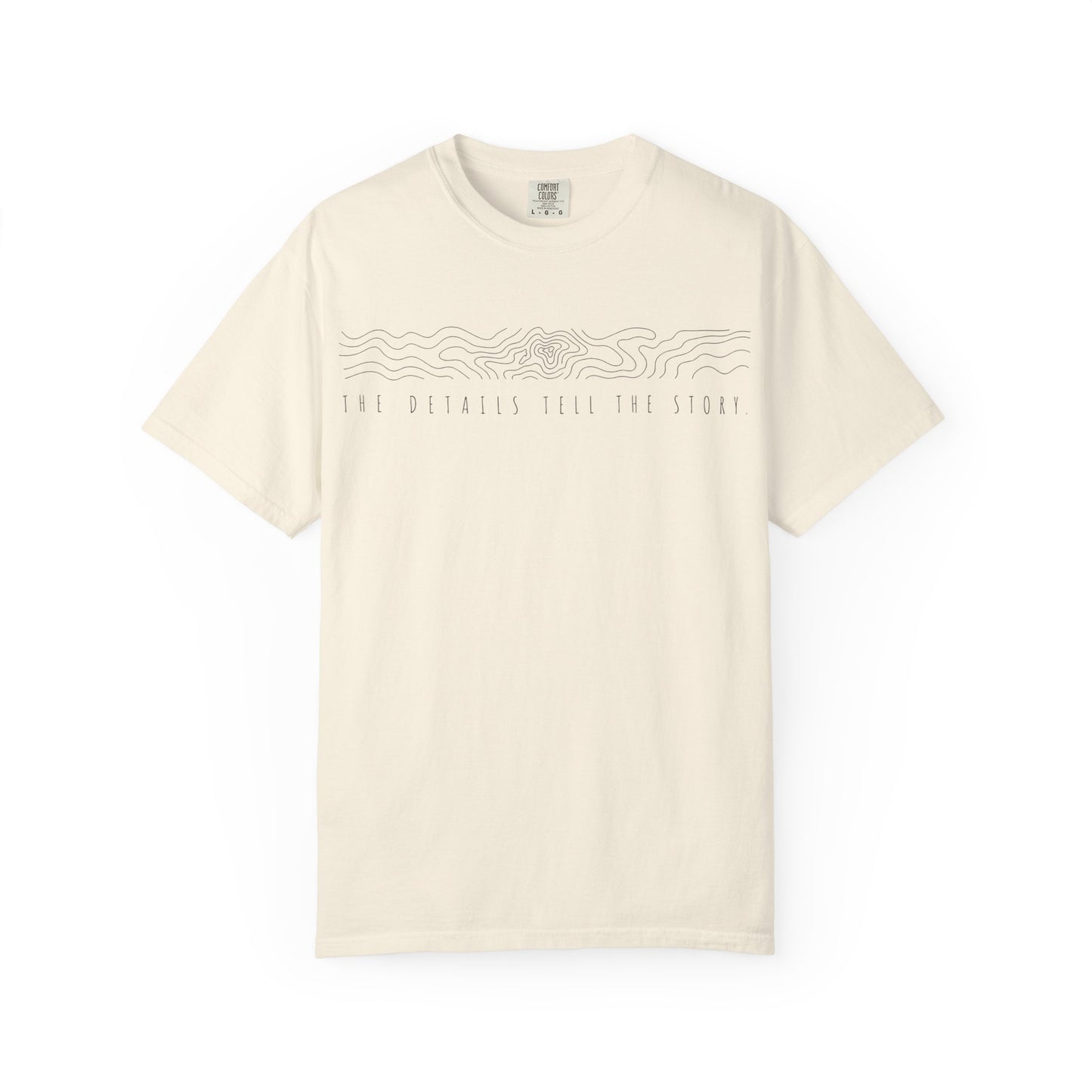 "THE DETAILS TELL THE STORY" Black Print minimal graphic line Tee