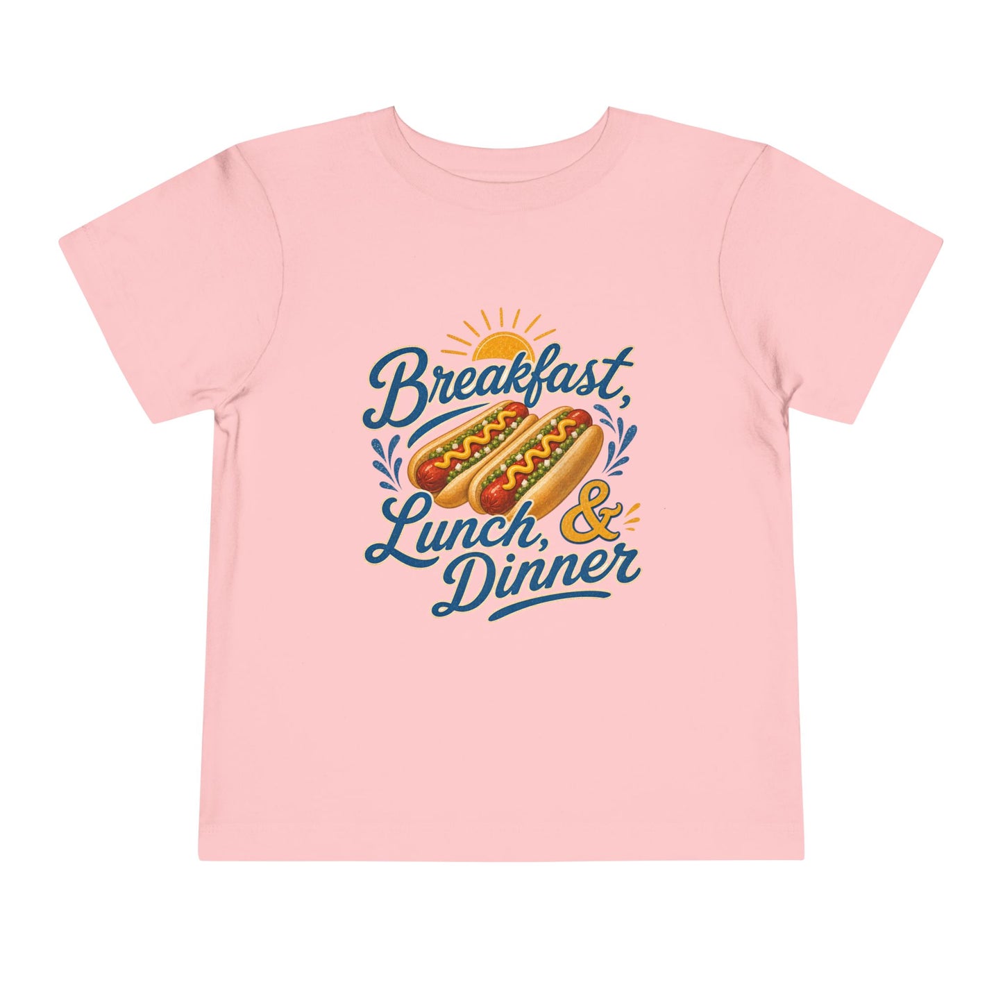 "Breakfast, Lunch & Dinner" Hot Dog Kids T‑Shirt Toddler Tee —