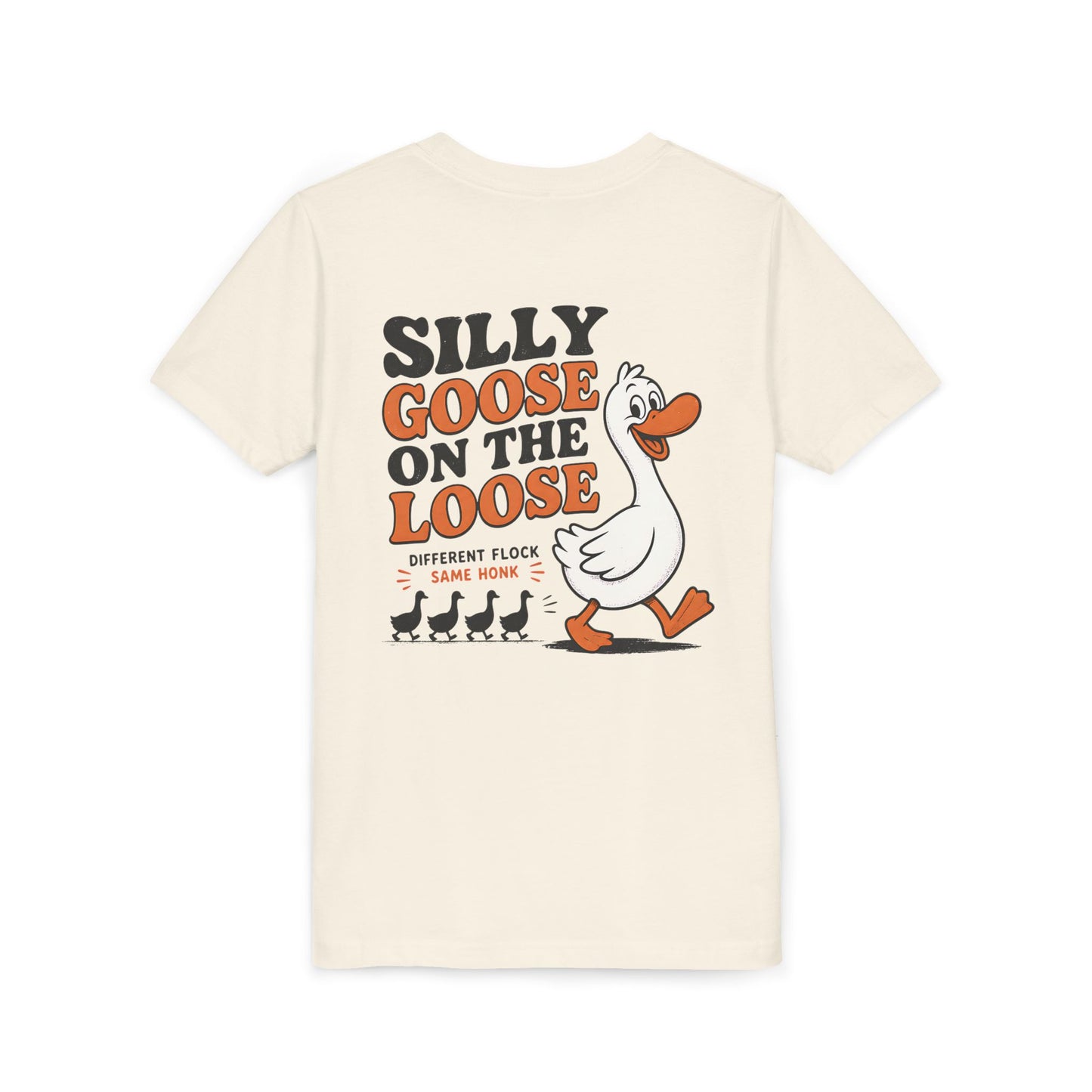 Youth Tee — "Silly Goose on the Loose" Cartoon Graphic Shirt BACK PRINT