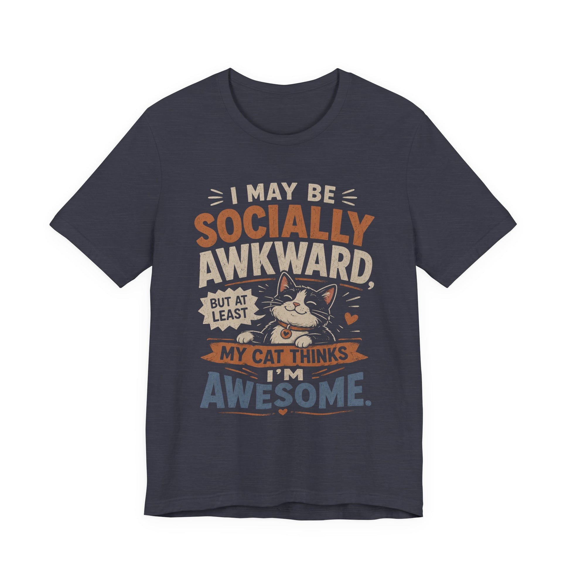 Socially Awkward Cat T-Shirt — Funny Introvert &amp; Cat Lover Tee image