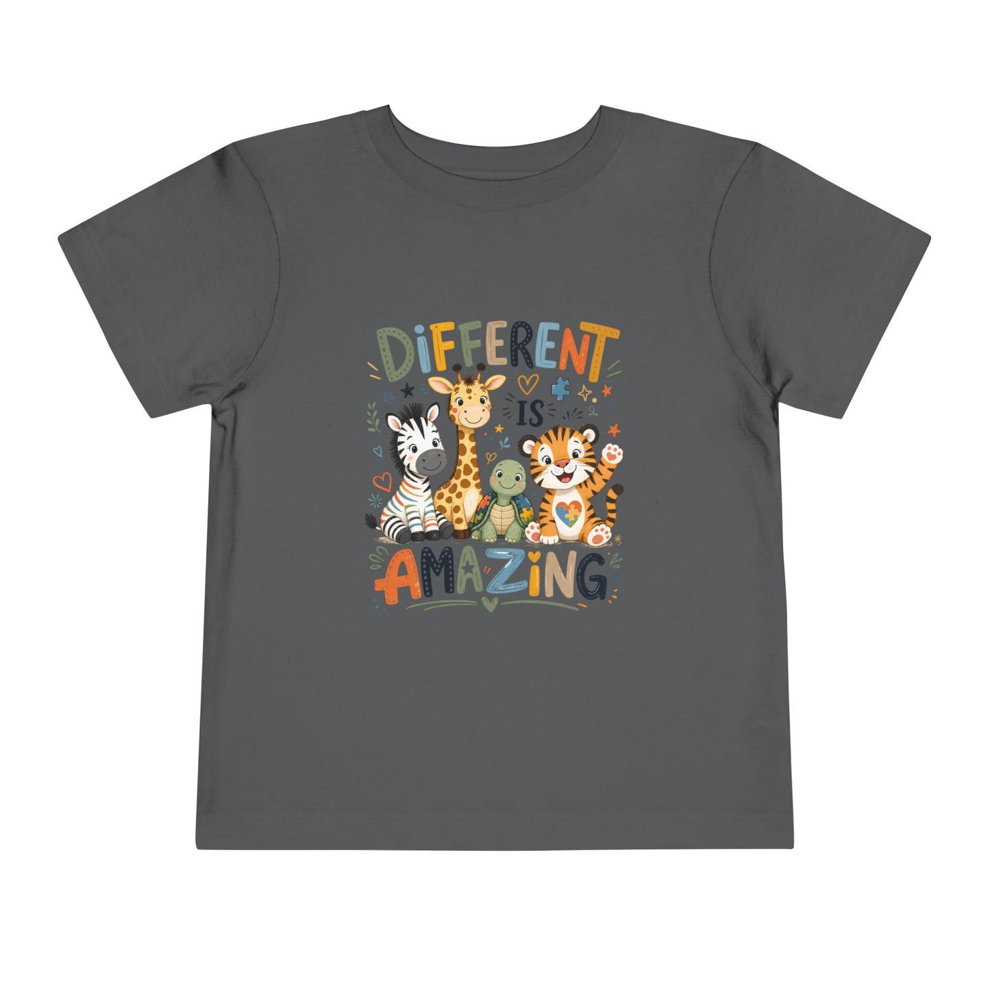 Different Is Amazing Toddler Shirt — Autism Awareness Kids Tee - Asphalt, 4T image